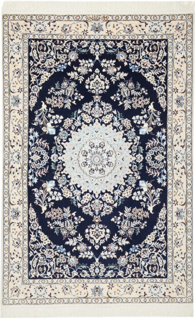 Nain Teppich 6La 113 x 170 cm, florales Design, handgeknüpft