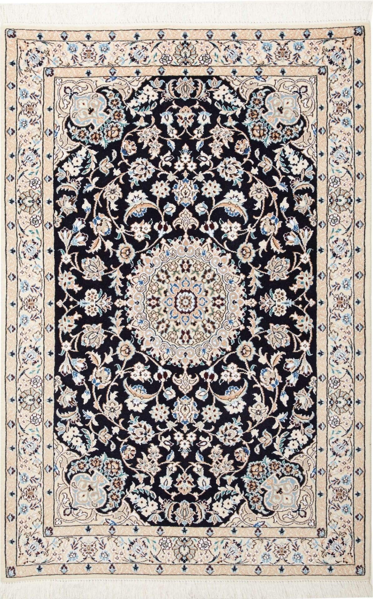 Nain Teppich 102 x 149cm, florales Muster, Schurwolle, handgeknüpft