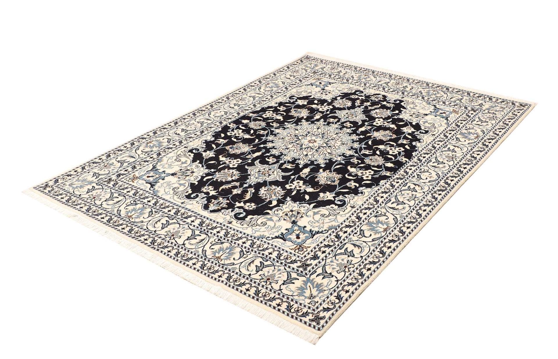Nain Teppich 151 x 202 cm, florale Muster, handgeknüpft, Perserteppich