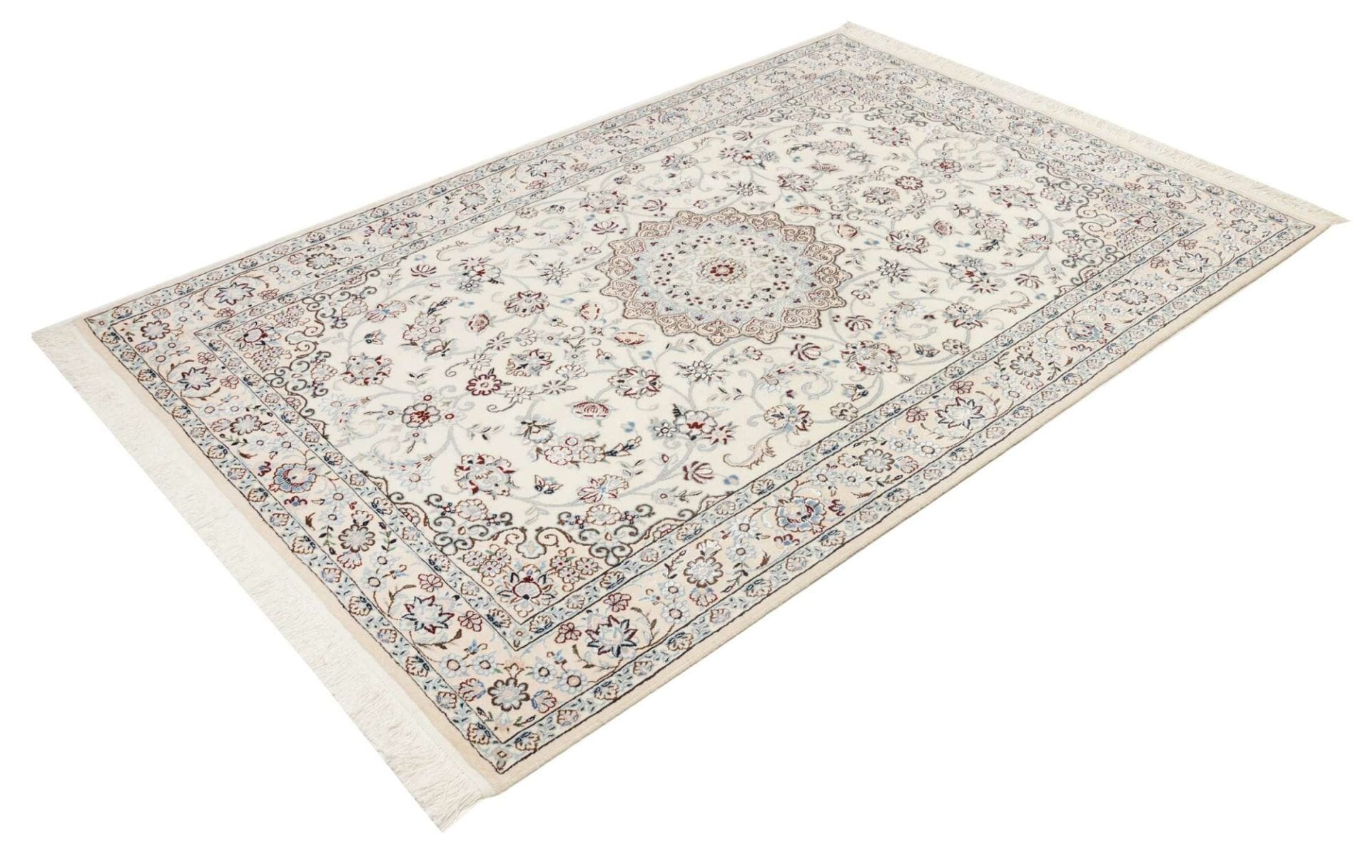Exklusiver Nain Teppich 141 x 198 cm - Florale Muster, handgeknüpft