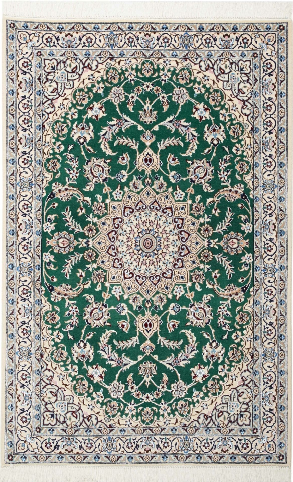 Nain Teppich 103 x 153cm, florales Muster, handgeknüpft, Perserteppich