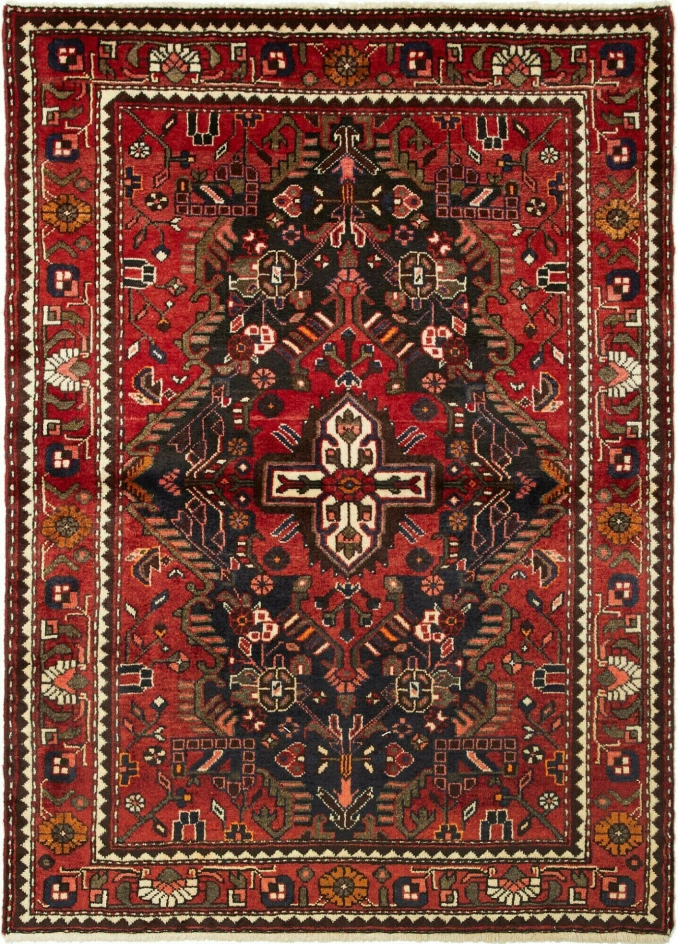 Hamadan Teppich 111 x 153 cm, Herati-Muster, handgeknüpft