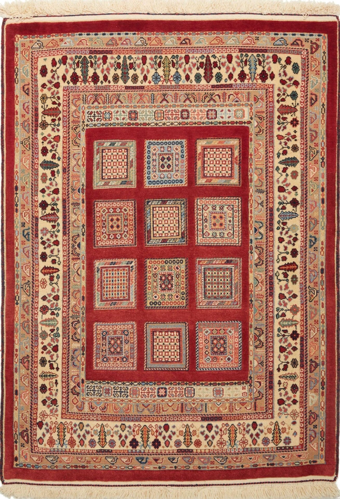 Perserteppich 108 x 143cm, Schurwolle, handgeknüpft, floral