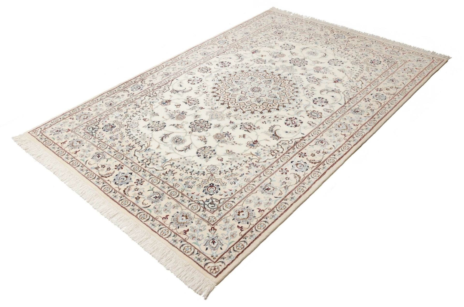 Nain Teppich 153 x 202 cm, florales Design, Schurwolle, handgeknüpft