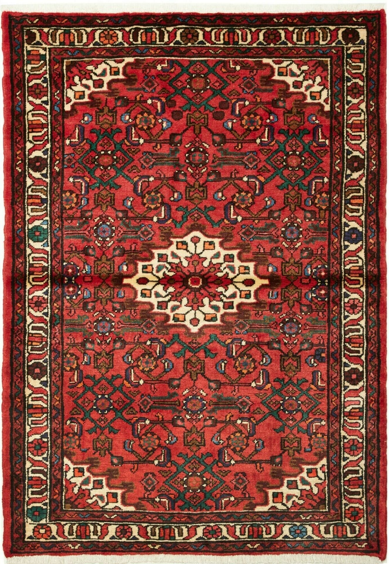 Hamadan Teppich 109 x 152cm, Herati-Muster, Schurwolle, handgeknüpft