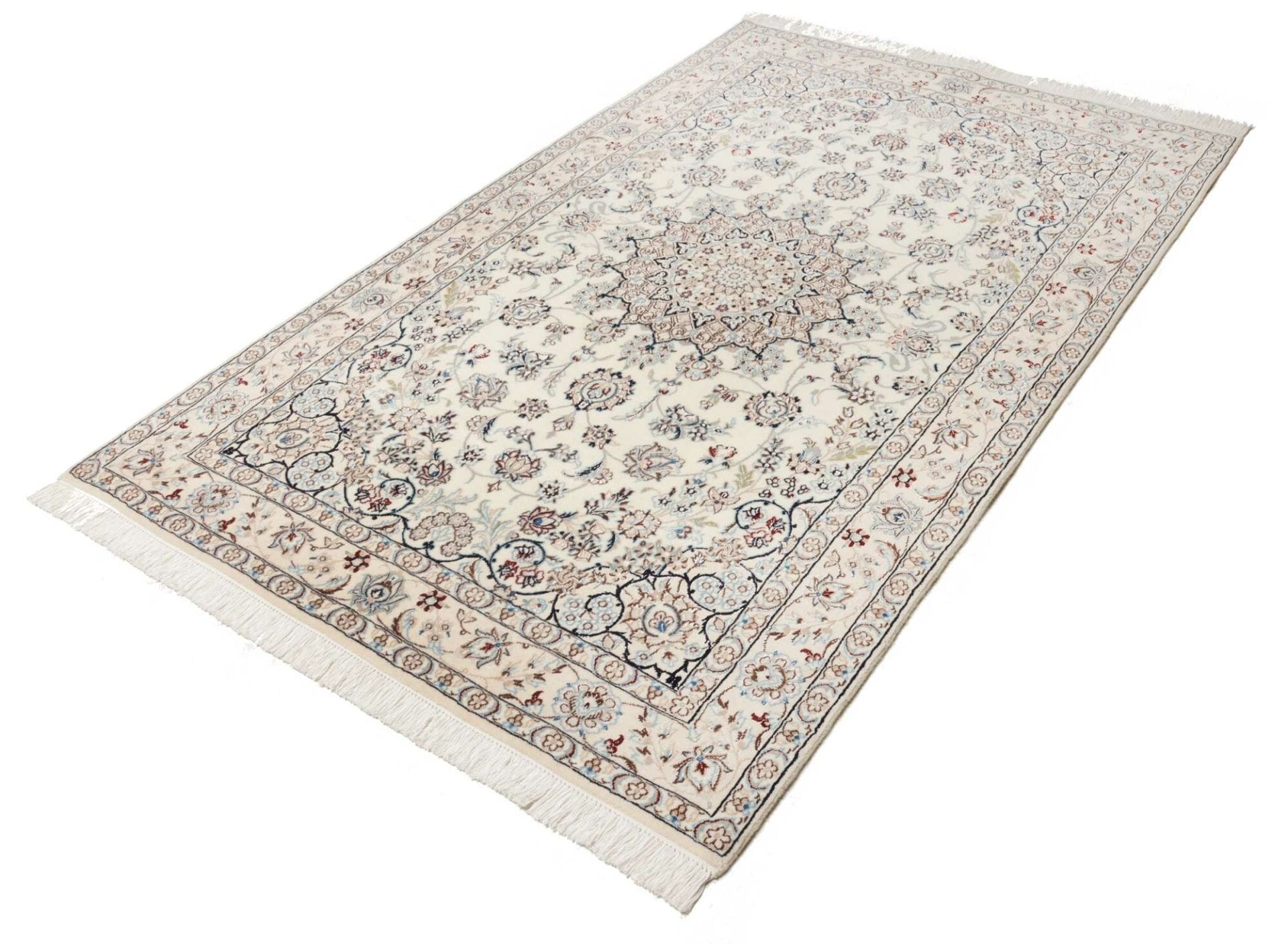 (Verkauft) Nain Teppich 135 x 210cm, florales Muster, handgeknüpft, Perserteppich