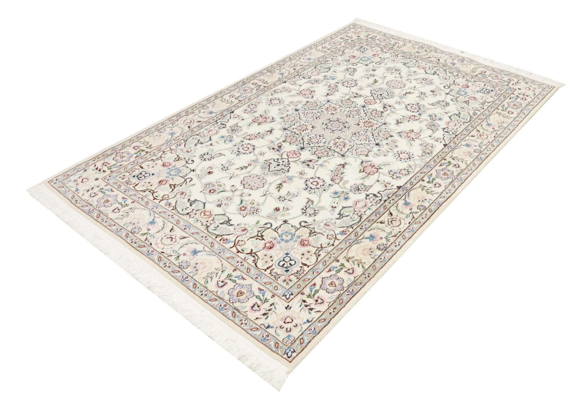 Nain Teppich 136 x 213cm, florale Muster, handgeknüpft, Perserteppich