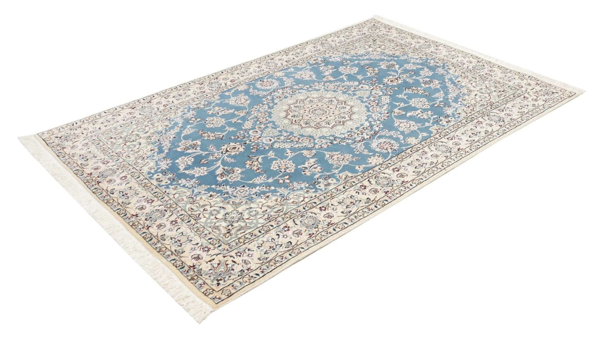Nain Teppich 135 x 205 cm, florales Design, handgeknüpft