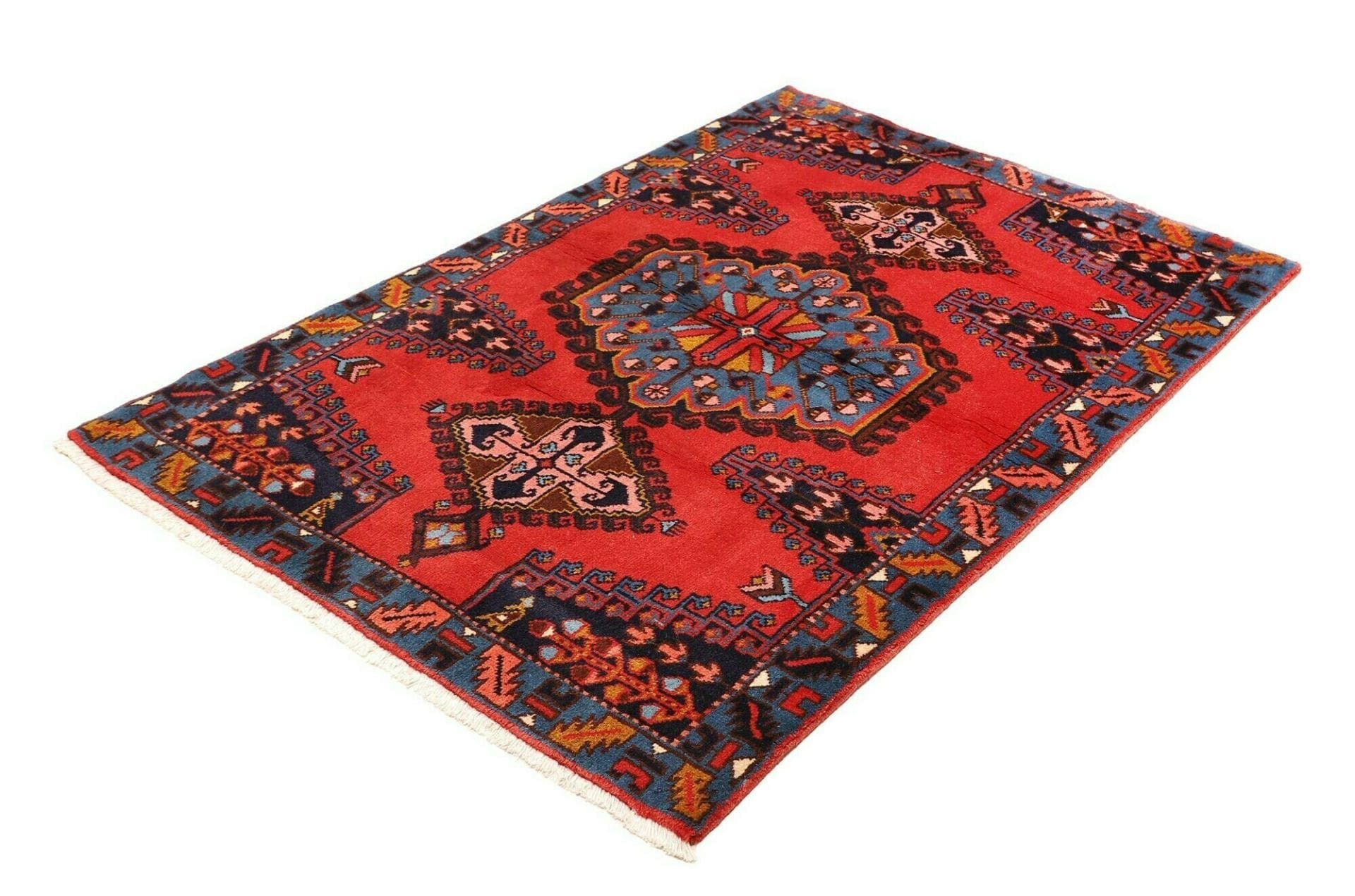 Eleganter Hamadan Teppich 114 x 165cm, handgeknüpft aus Schurwolle