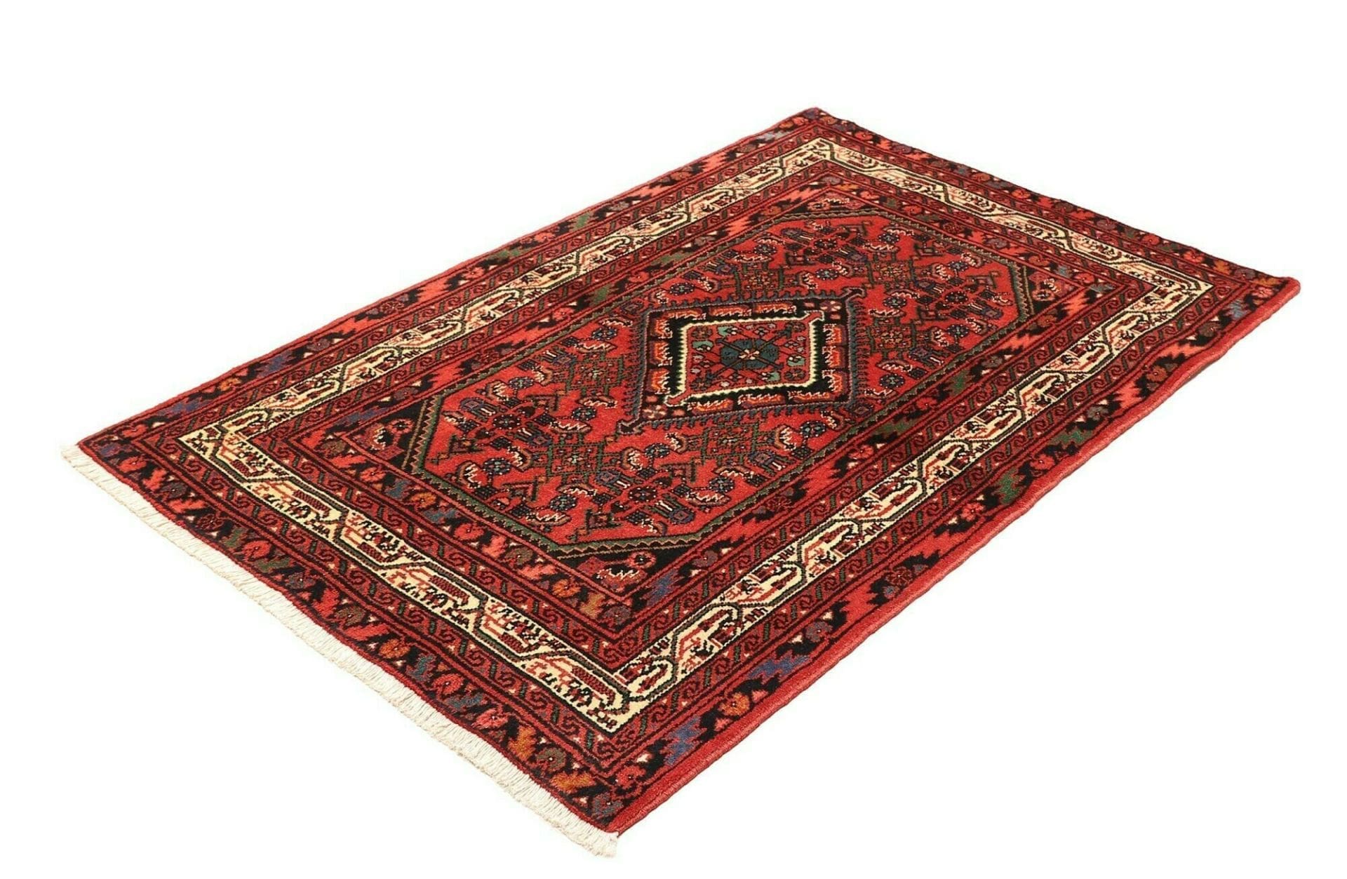 Hamadan Orientteppich 106 x 156cm, Herati-Muster, handgeknüpft