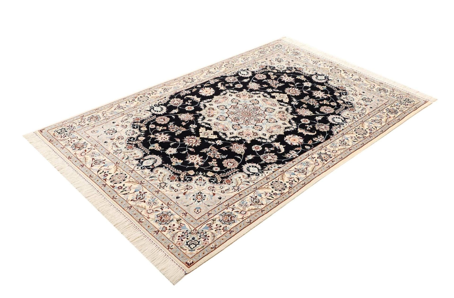 Nain Teppich 121 x 175cm, Schurwolle, florales Muster, handgeknüpft