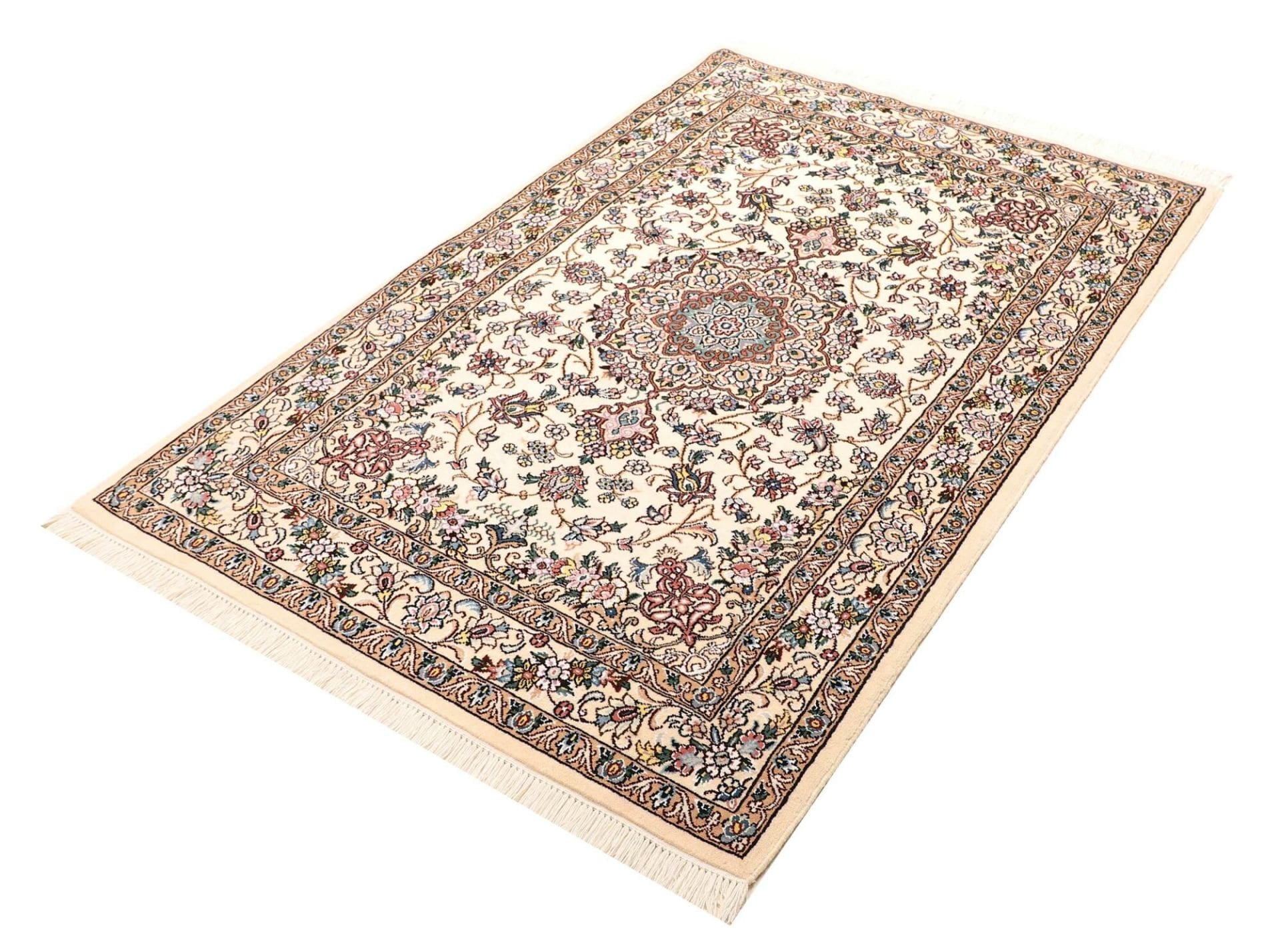 Nain Teppich 105 x 152cm, florales Muster, handgeknüpft, Perserteppich