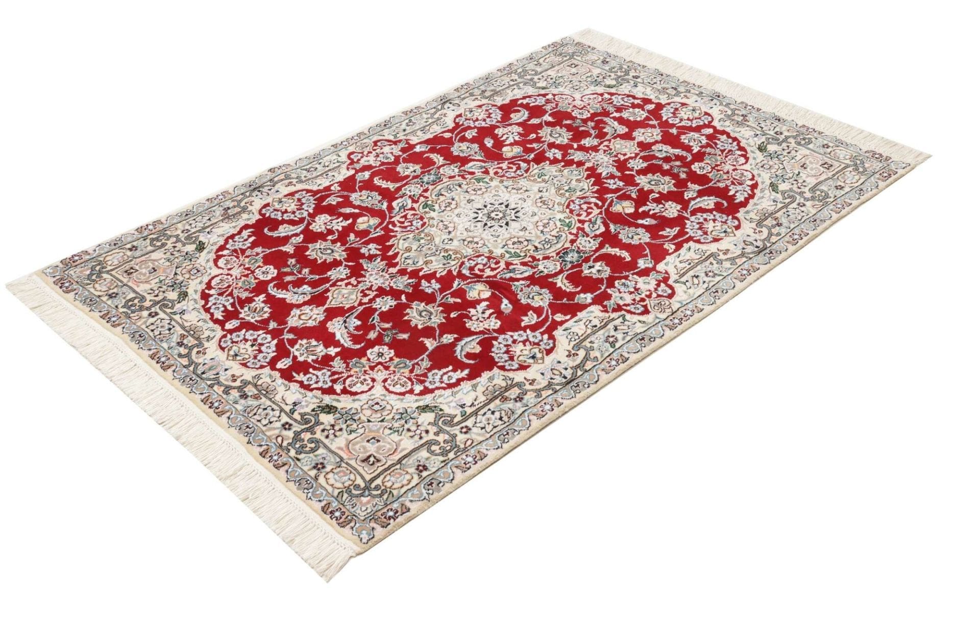 Nain Teppich 105 x 157cm, florales Design, handgeknüpft, Perserteppich