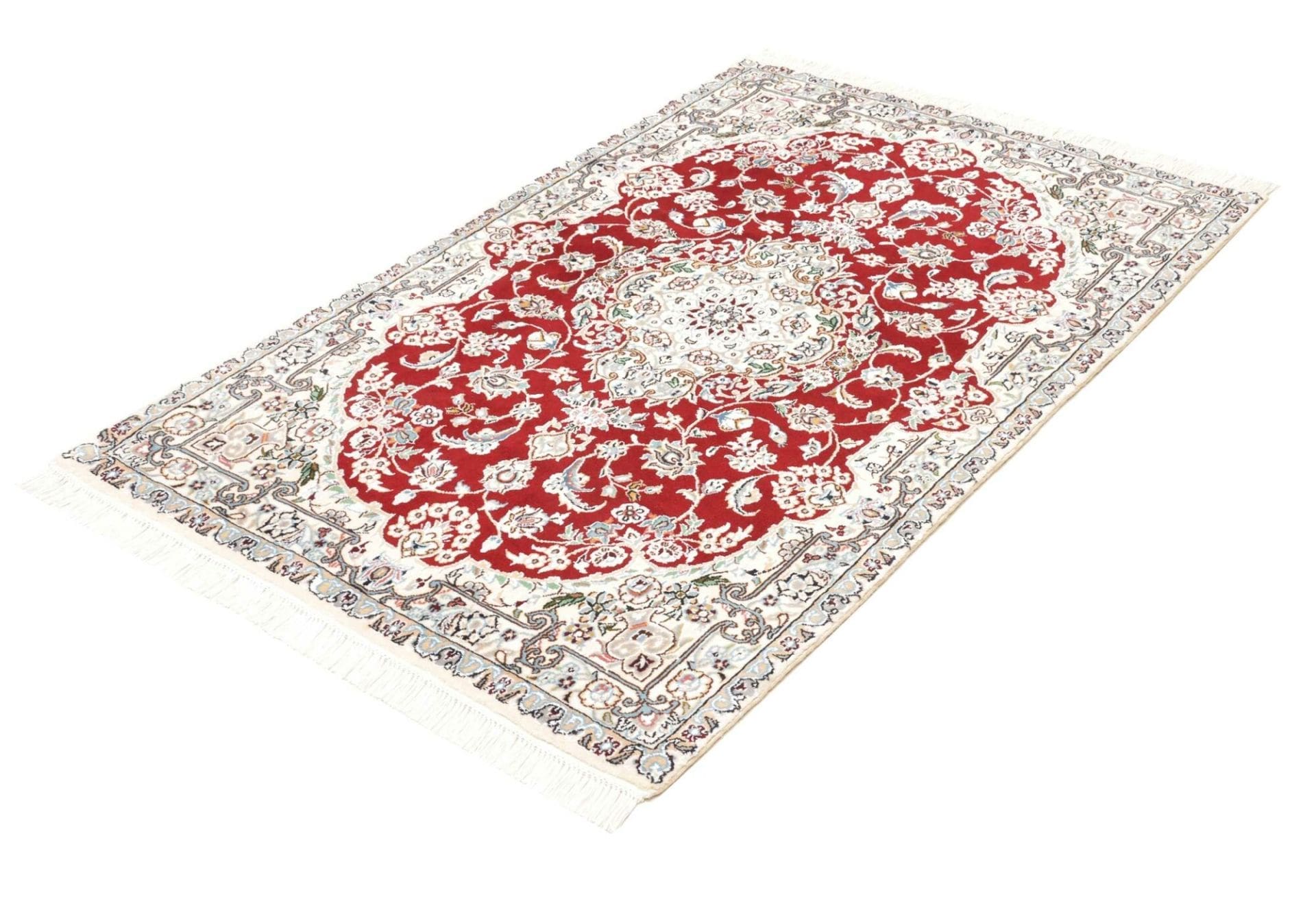 Nain Teppich 103 x 157cm, florales Design, handgeknüpft, Perserteppich