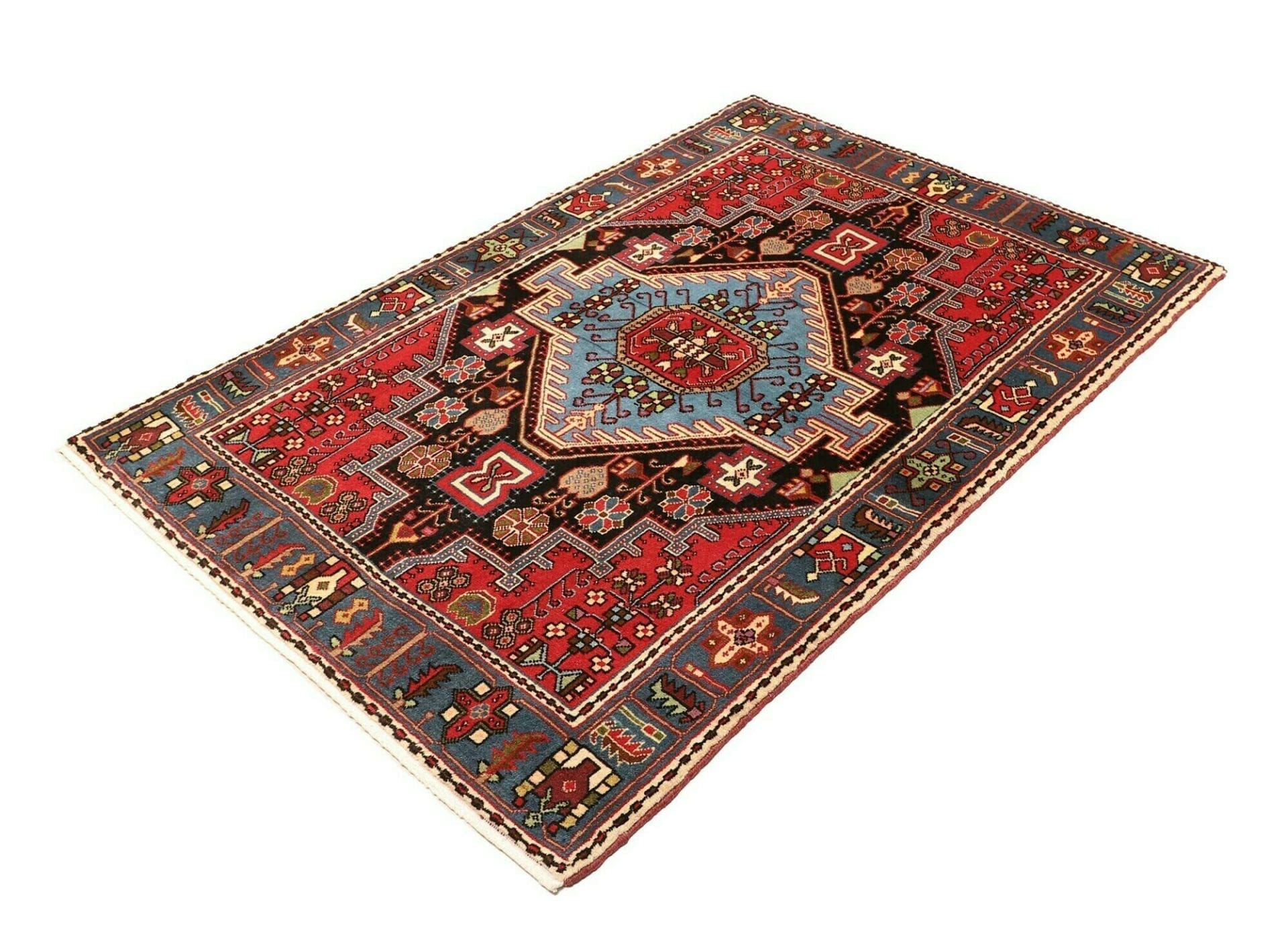 Hamadan Teppich 115 x 165cm, Schurwolle, Herati-Muster, handgeknüpft