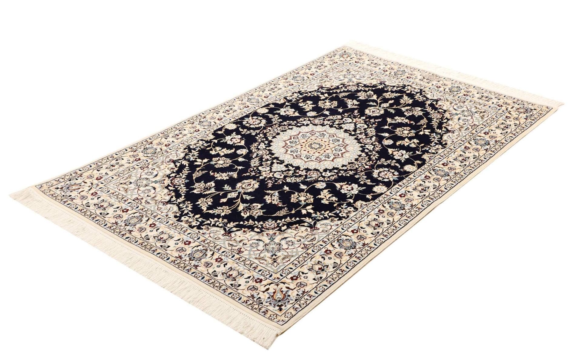 Nain Teppich 102 x 156 cm, florale Muster, Schurwolle, handgeknüpft