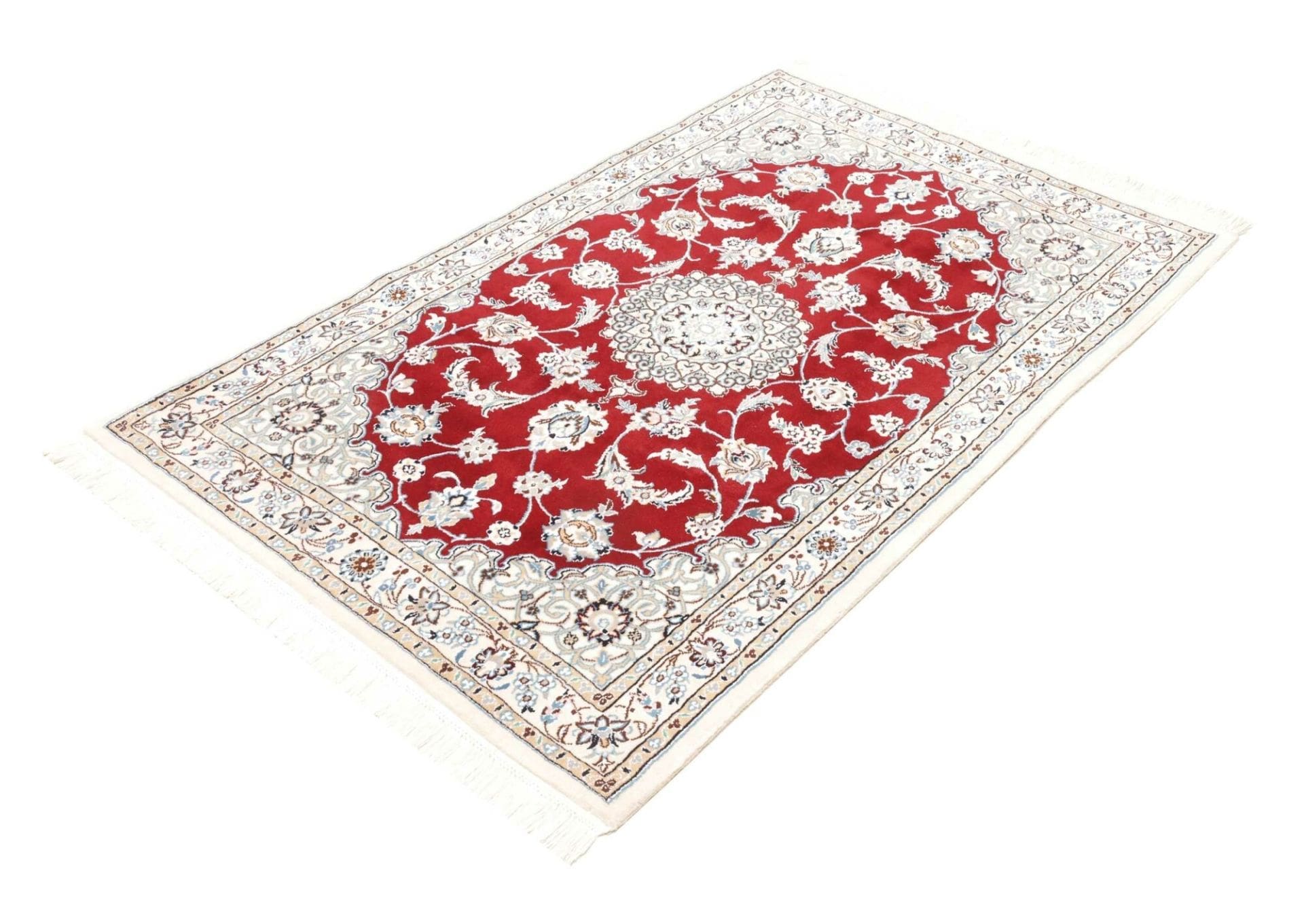 Nain Teppich 103x151cm, florale Muster, handgeknüpft, Perserteppich