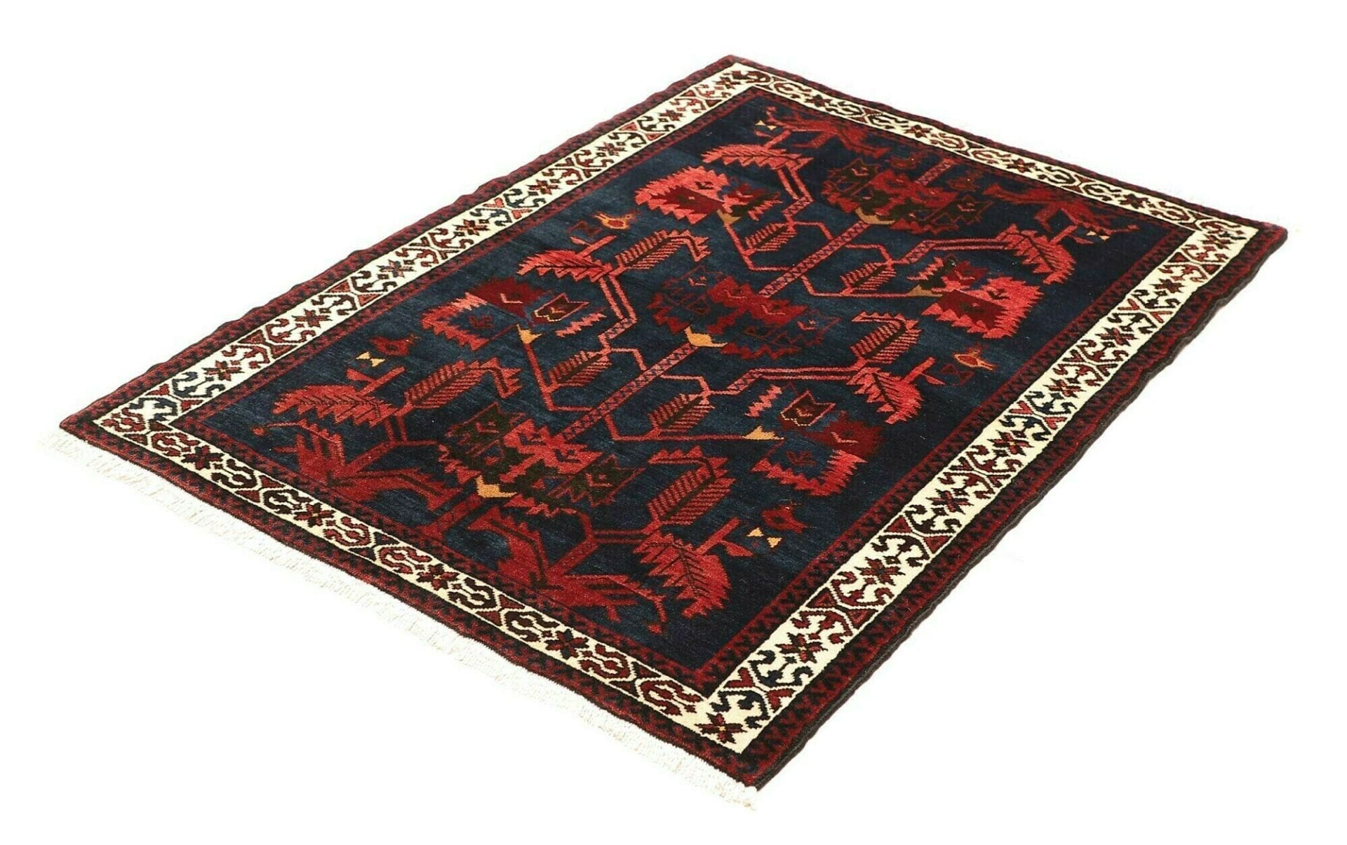 Orientteppich Hamadan 111 x 150 cm, Schurwolle, Herati-Muster, handgeknüpft
