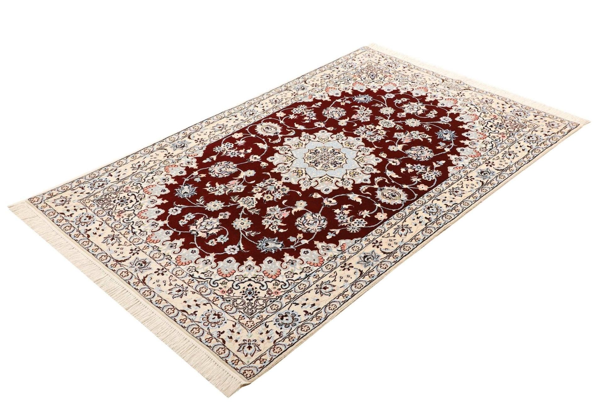 Nain Teppich 108 x 165cm, florales Muster, Schurwolle, handgeknüpft