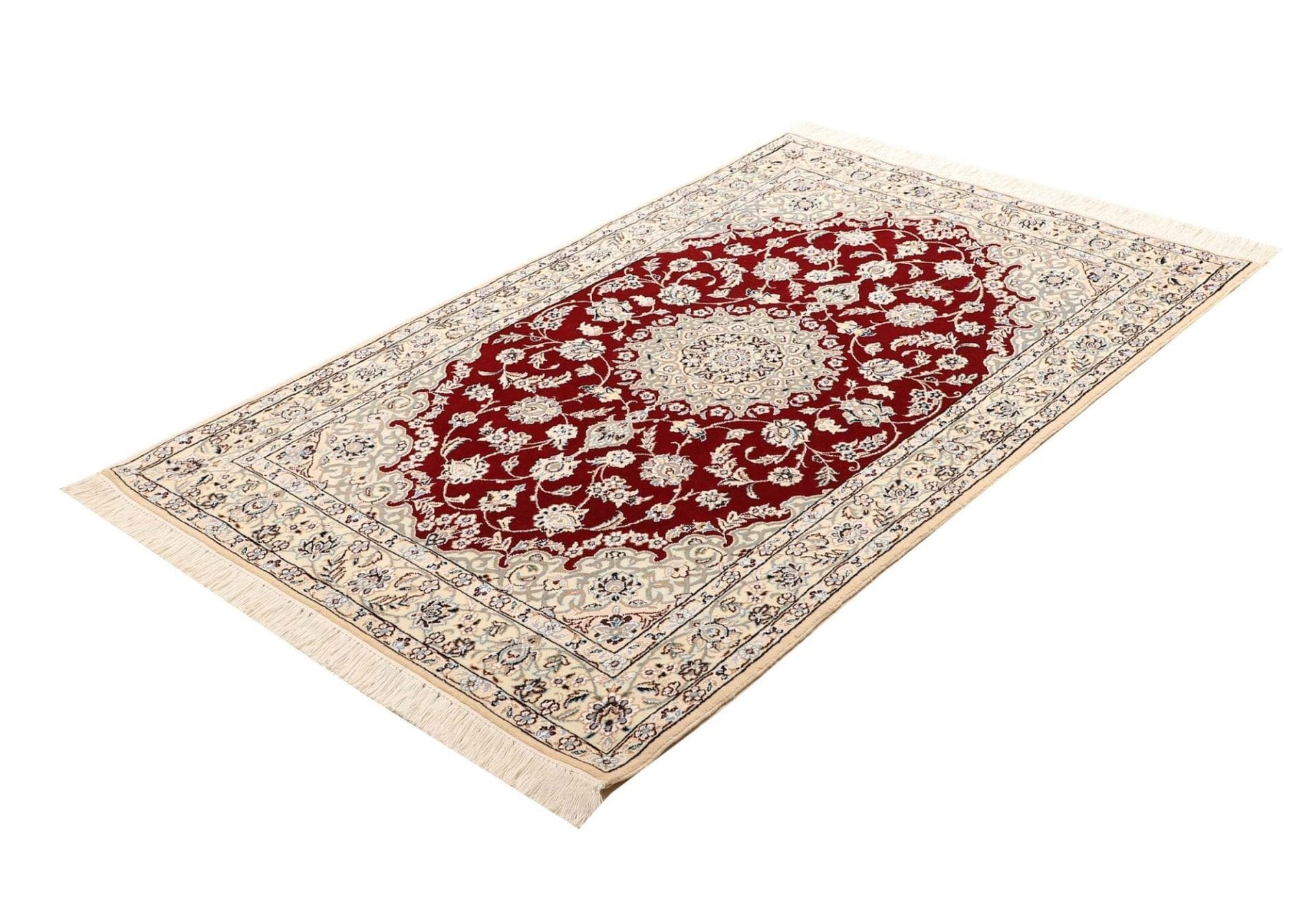 Nain Teppich 103 x 158 cm, florale Muster, handgeknüpft, Perserteppich