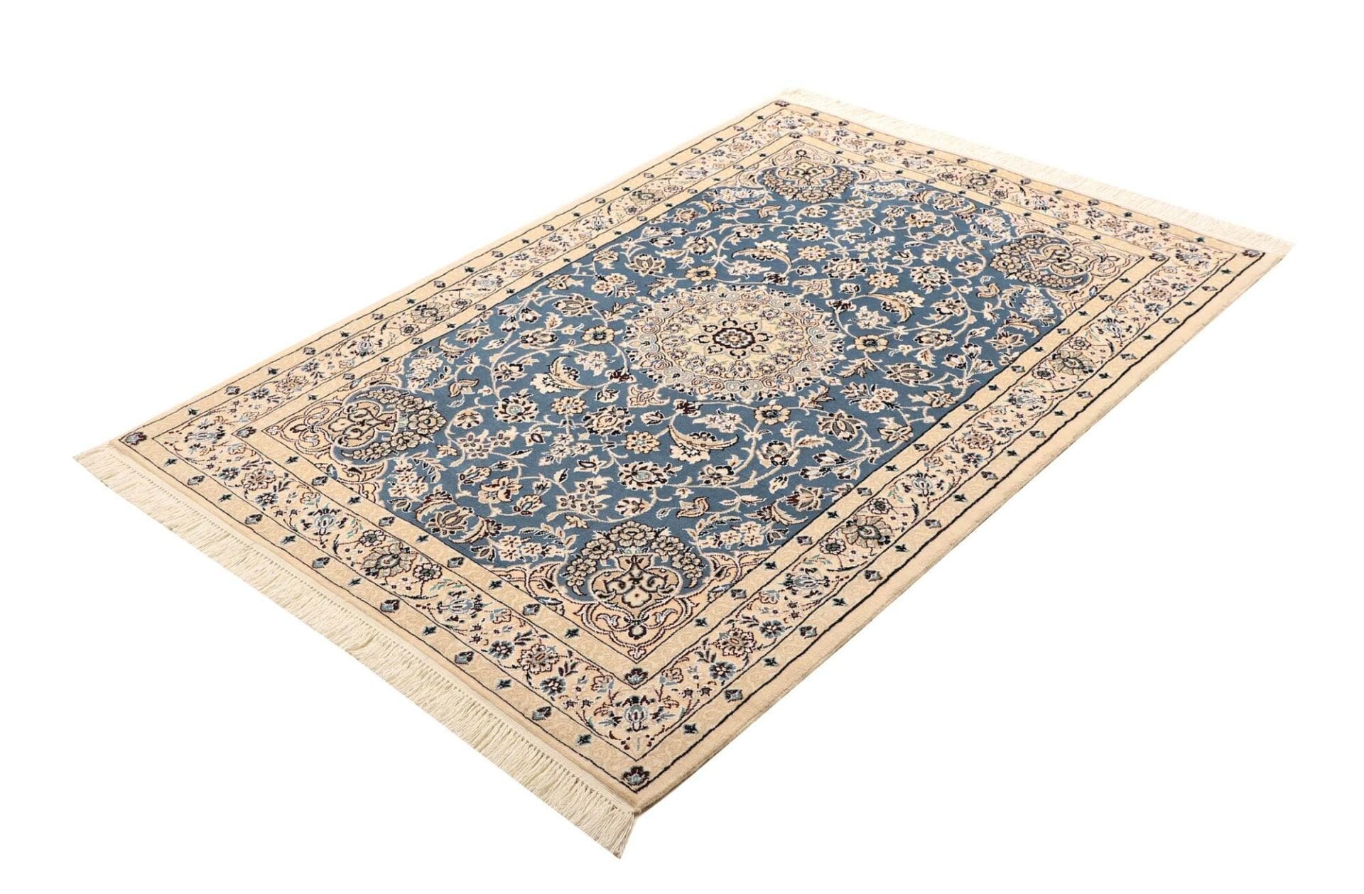 Nain Teppich 109 x 153 cm, florales Muster, handgeknüpft