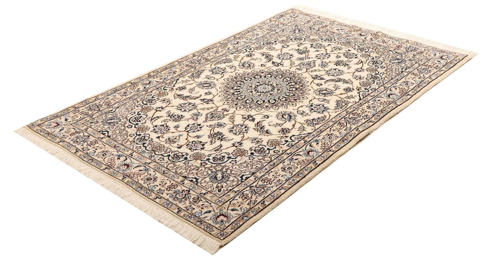 Nain Teppich 115 x 171cm, florale Muster, handgeknüpft, Perserteppich