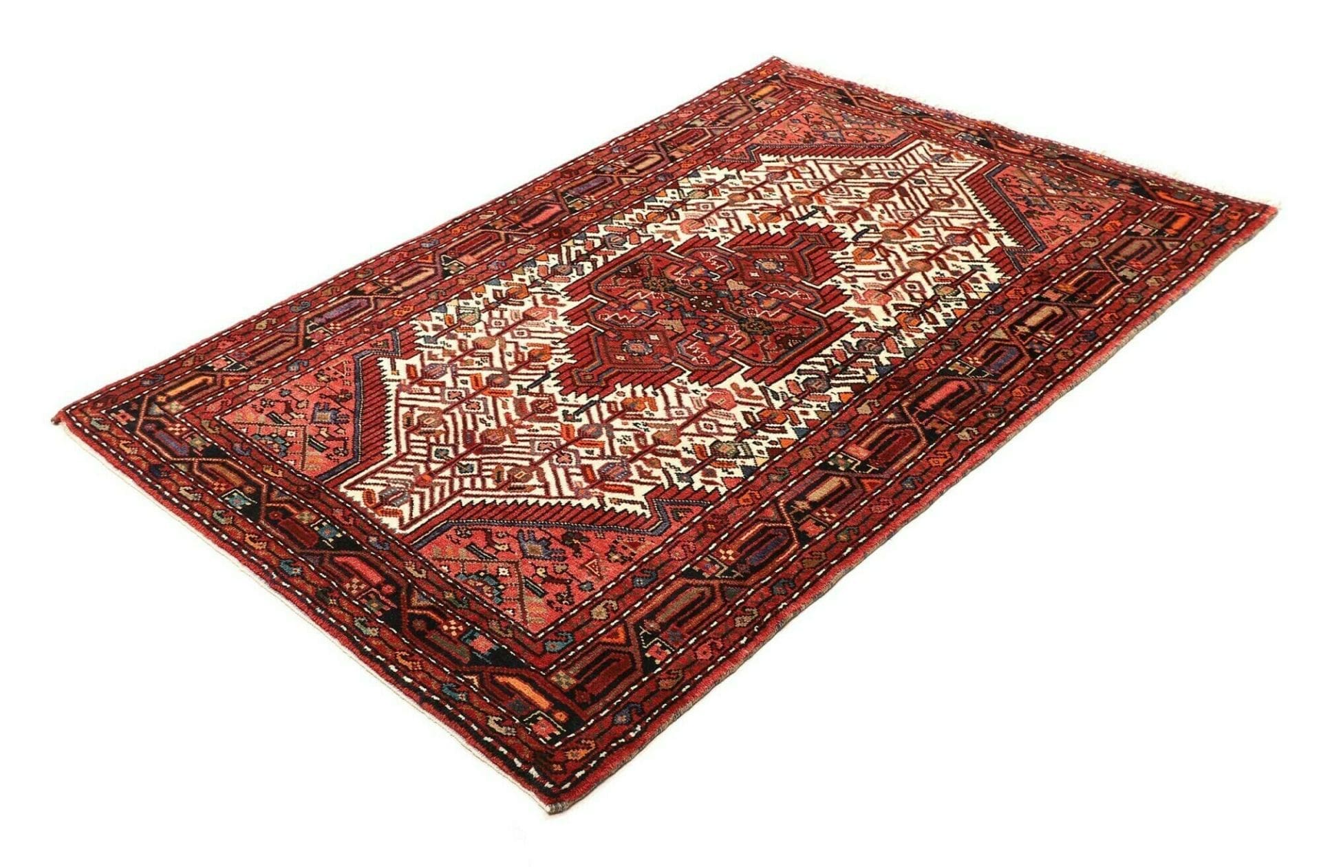 Hamadan Teppich 114 x 175cm, Schurwolle, Herati-Muster, handgeknüpft