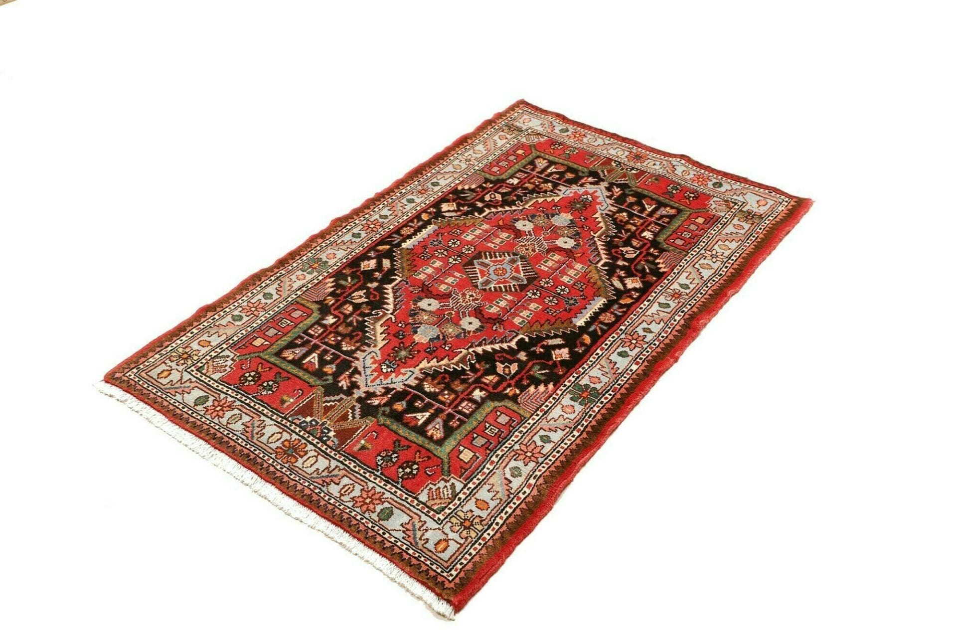 Handgeknüpfter Hamadan Teppich 88 x 136cm, Herati-Muster, Wolle