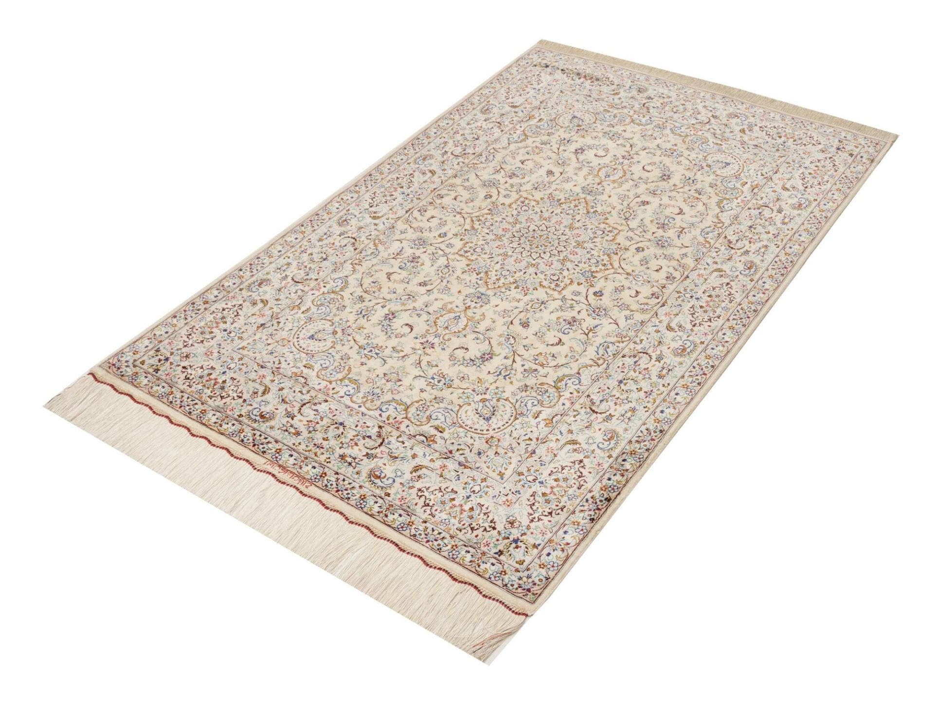 Ghom Teppich 102 x 150 cm, Seide, handgeknüpft, Perserteppich