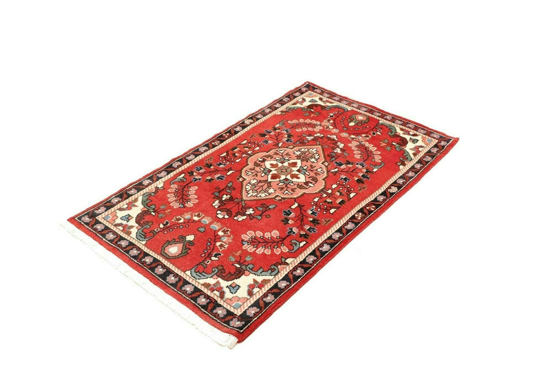 Hamadan Teppich 84 x 137cm, Herati-Muster, aus Schurwolle, handgeknüpft