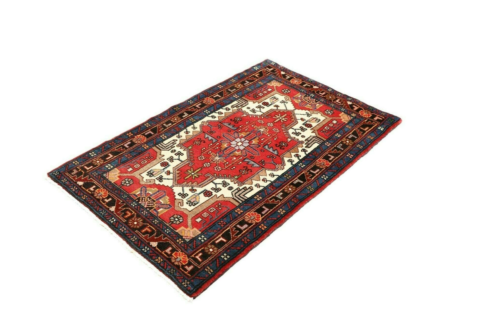 Hamadan Teppich 89 x 141cm, Herati-Muster, Schurwolle, handgeknüpft