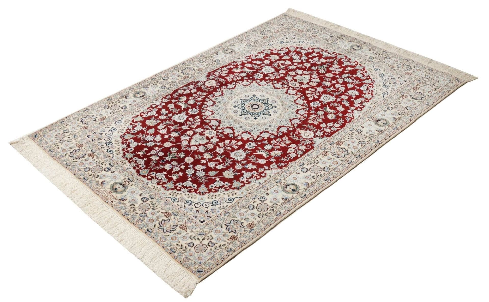 Nain Teppich 121 x 168cm, florale Muster, Schurwolle, handgeknüpft