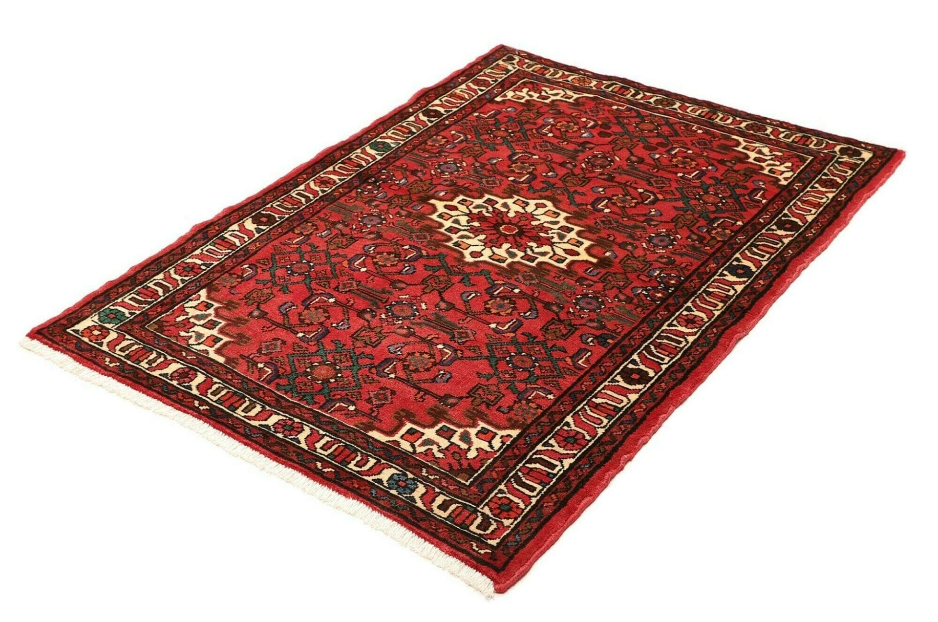 Hamadan Teppich 104 x 162cm, Schurwolle, geometrisch, handgeknüpft