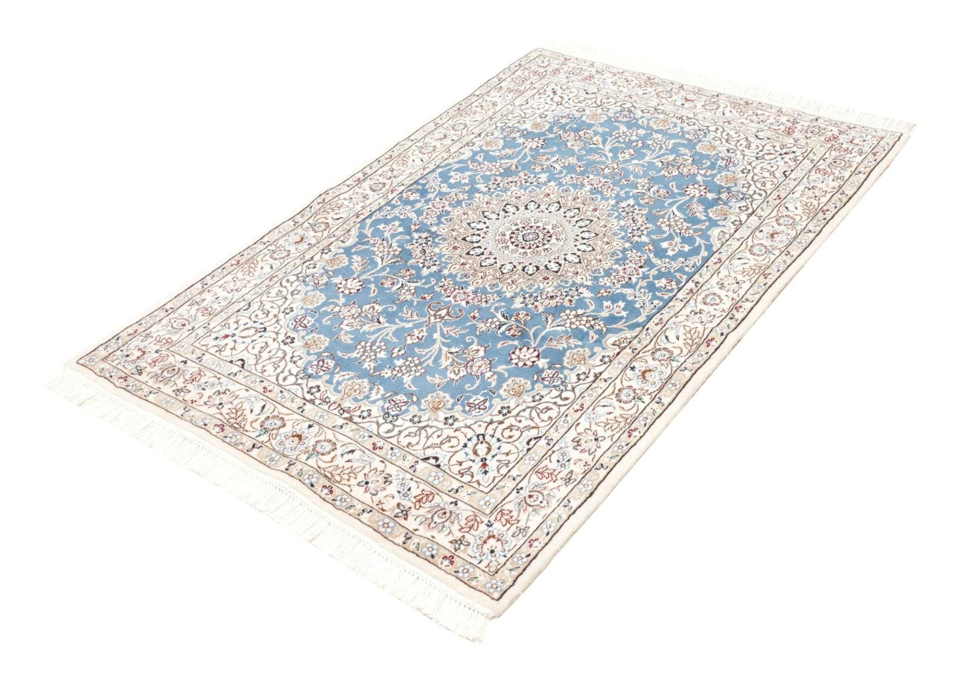 Nain Teppich 106 x 156cm, florales Muster, handgeknüpft, Perserteppich