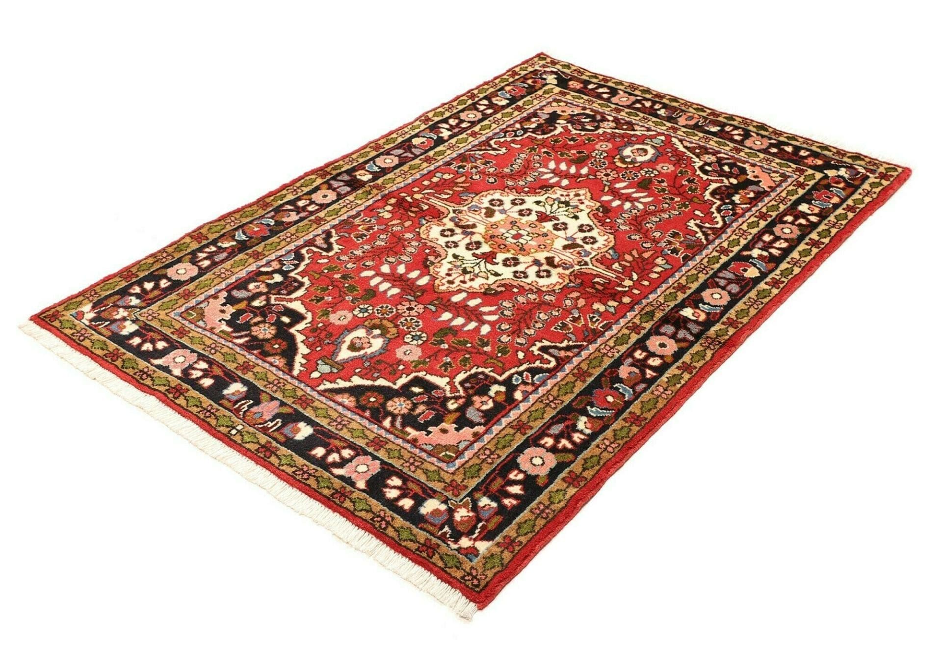 Hamadan Teppich 109 x 152cm, Schurwolle, geometrisches Muster, handgeknüpft