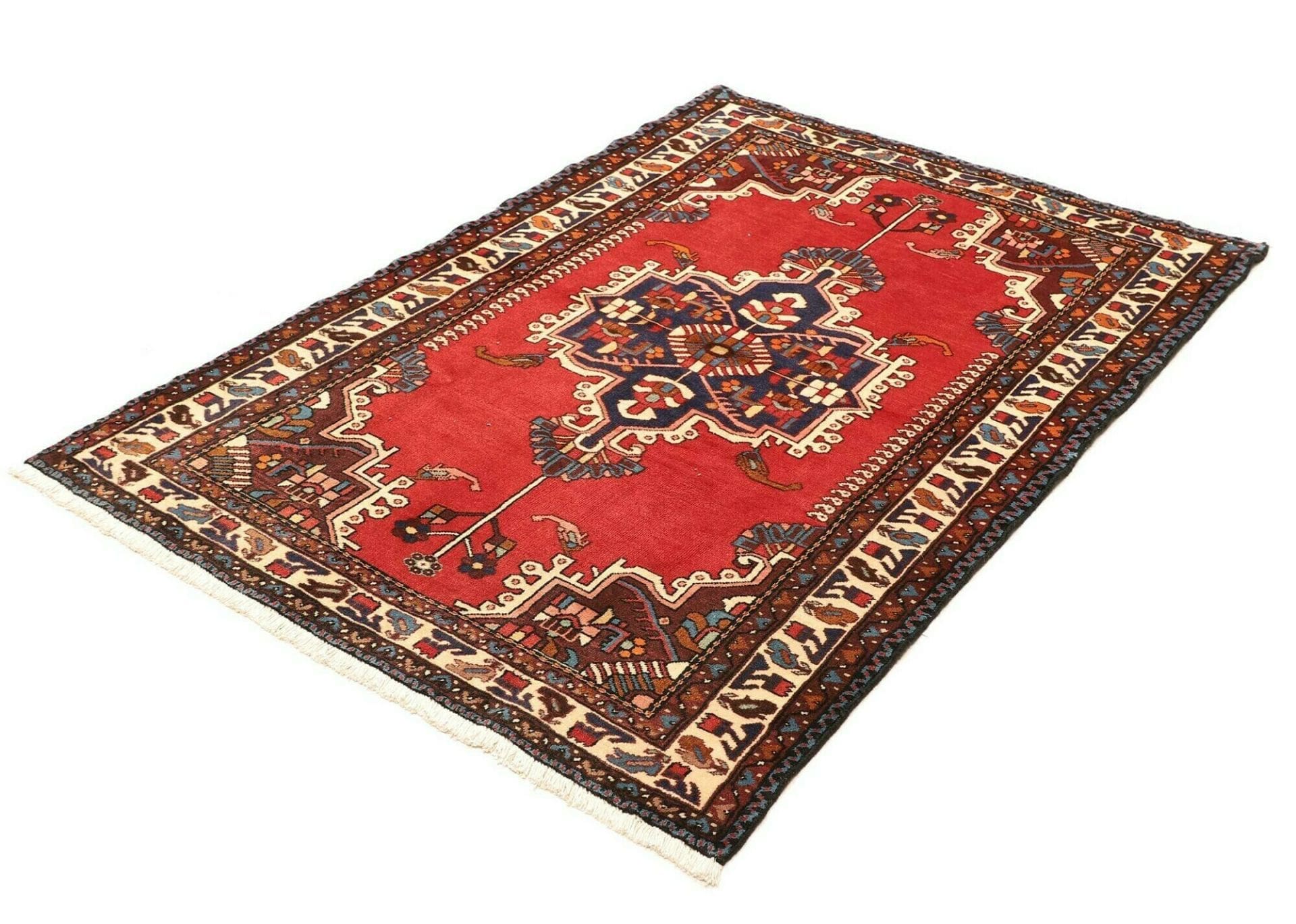 Handgeknüpfter Hamadan Orientteppich 111 x 153cm, Schurwolle, Herati-Muster