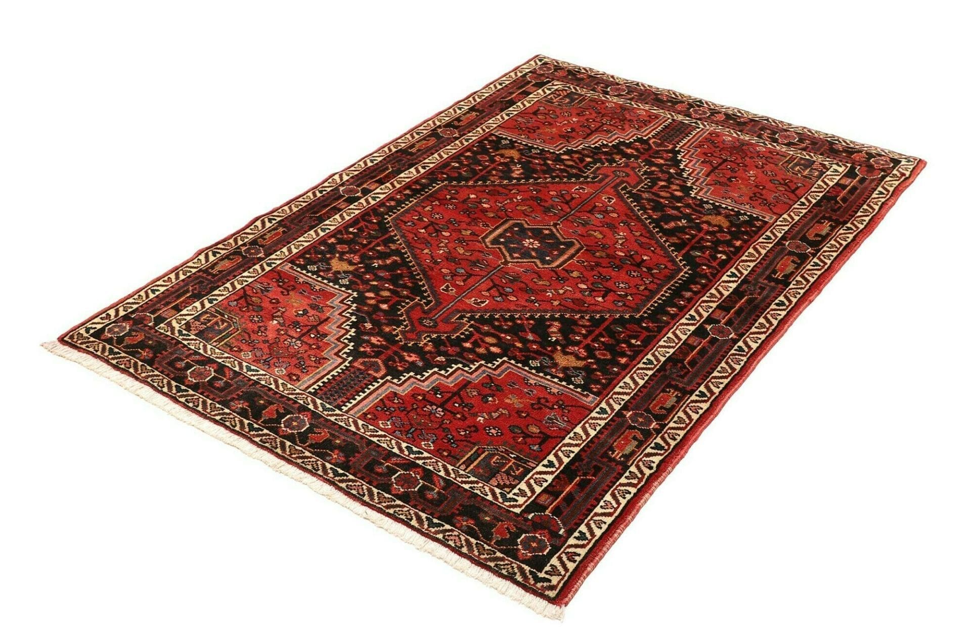 Orientteppich Hamadan 118 x 162cm, Schurwolle, geometrische Muster, handgeknüpft