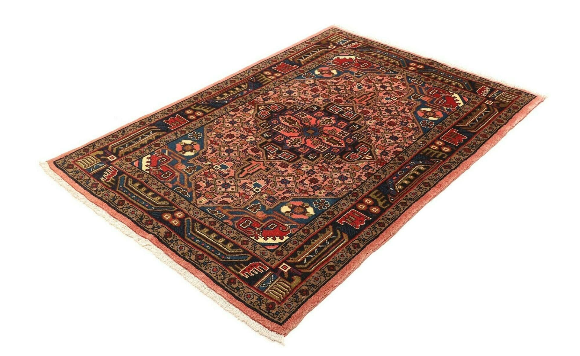 Orientteppich Hamadan 109 x 145 cm, Schurwolle, Herati-Muster, handgeknüpft