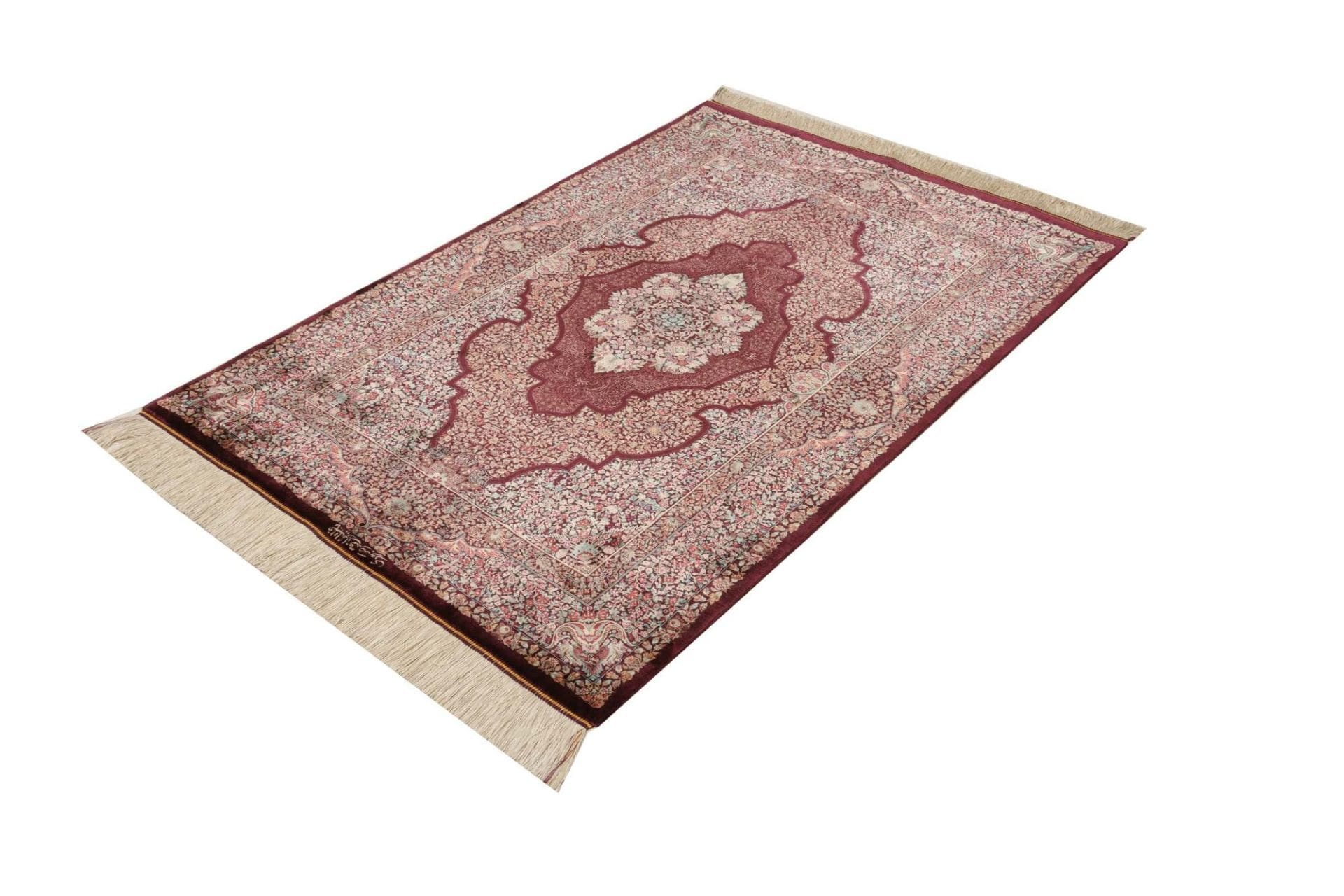 Ghom Teppich 103 x 142cm, Seide, 900.000 Knoten, handgeknüpft