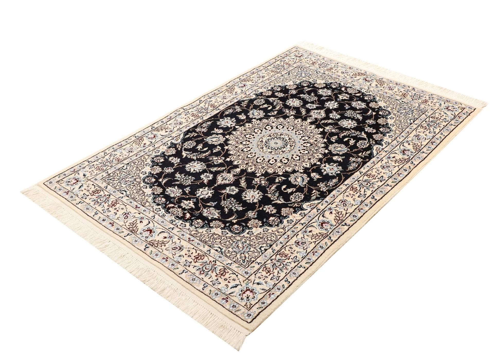 Nain Teppich 106 x 151cm, florales Muster, handgeknüpft, Perserteppich