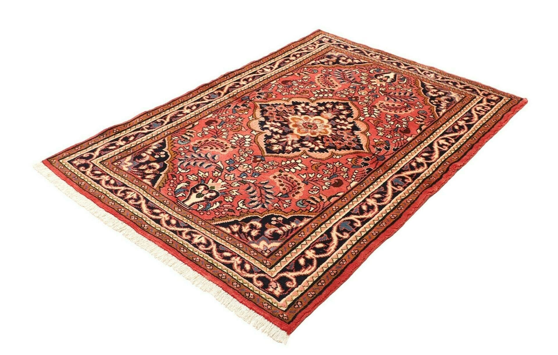 Orientteppich Hamadan 115 x 152 cm, Schurwolle, Herati-Muster, handgeknüpft