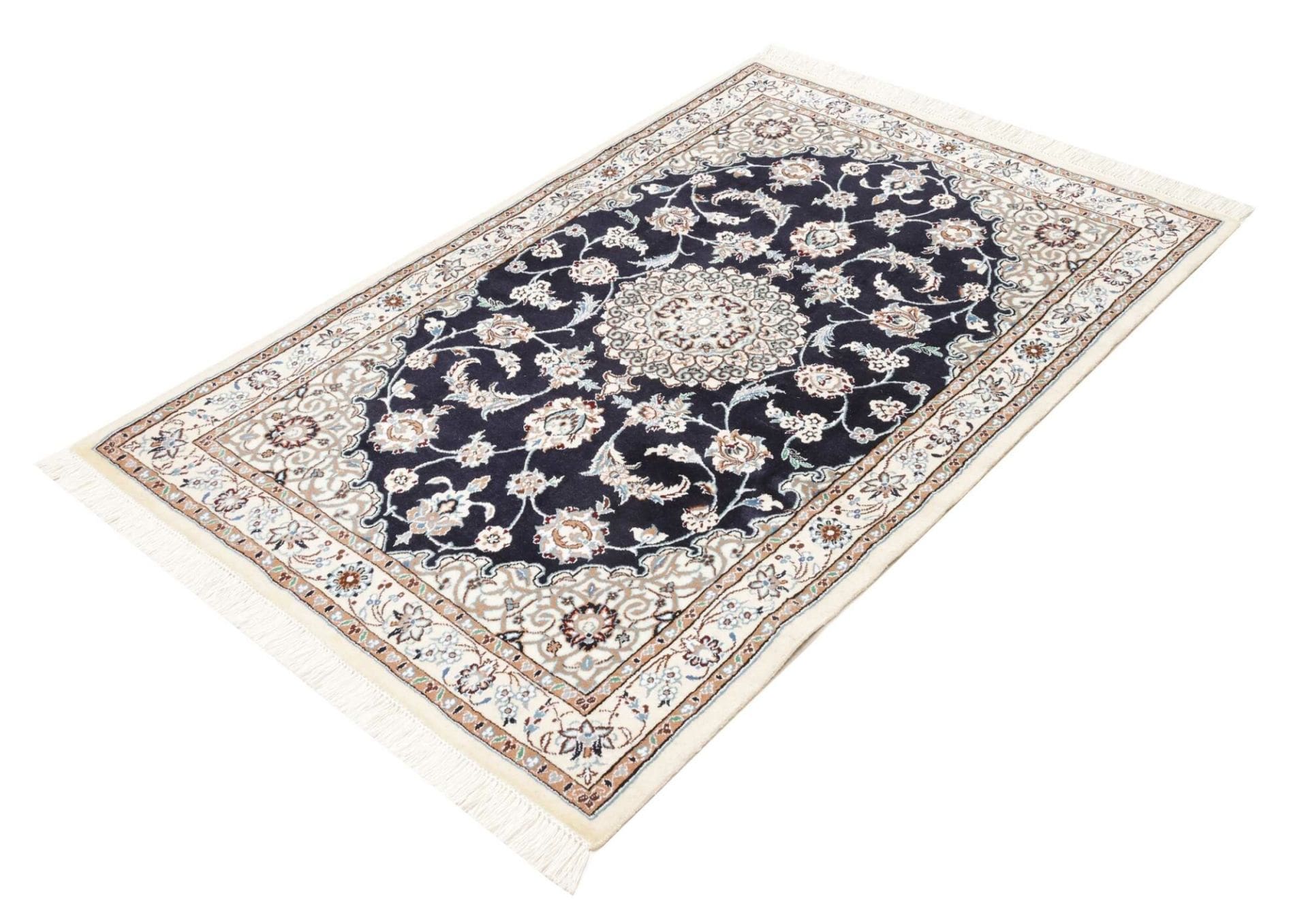 Nain Teppich 104 x 150cm, florale Muster, handgeknüpft, Perserteppich