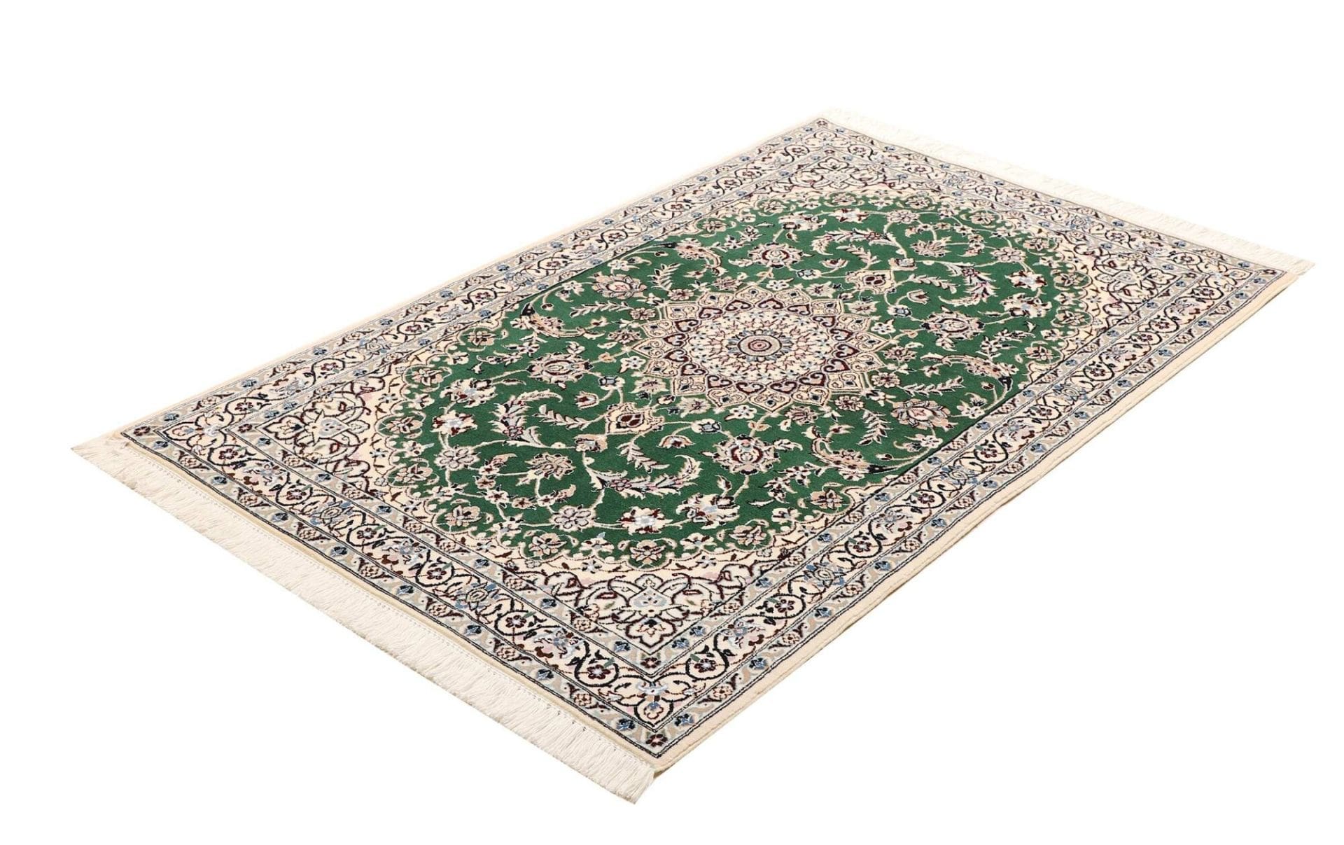 Nain Teppich 103 x 153cm, florales Muster, handgeknüpft, Perserteppich