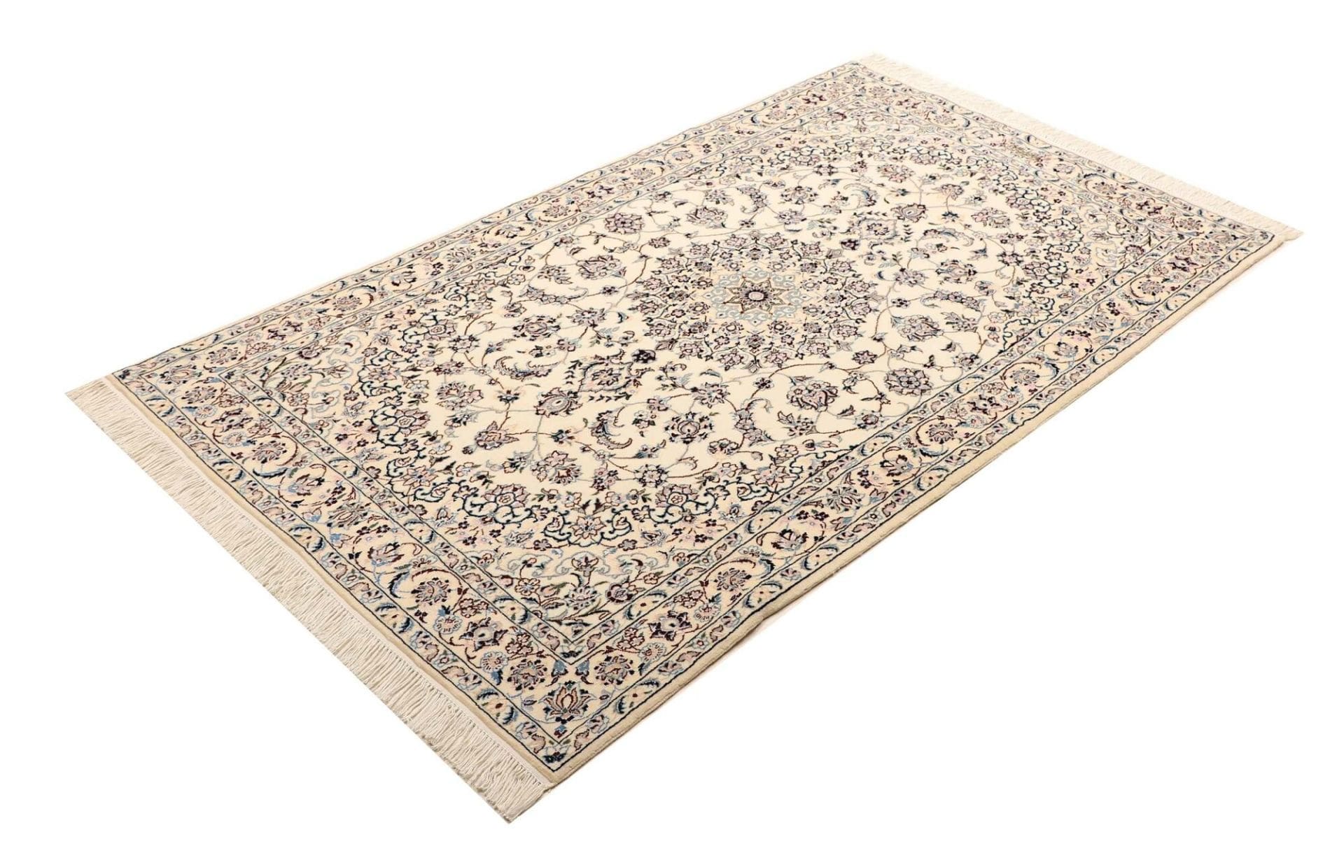 Nain Teppich 106 x 165 cm, florale Muster, Schurwolle, handgeknüpft