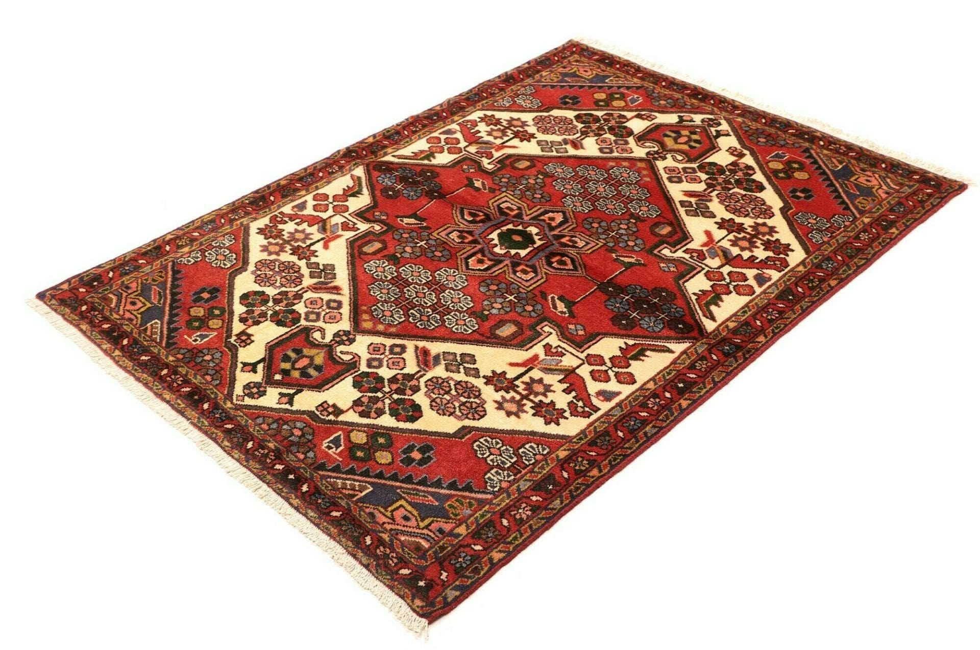 Hamadan Teppich 113 x 150cm, Herati-Muster, Schurwolle, handgeknüpft