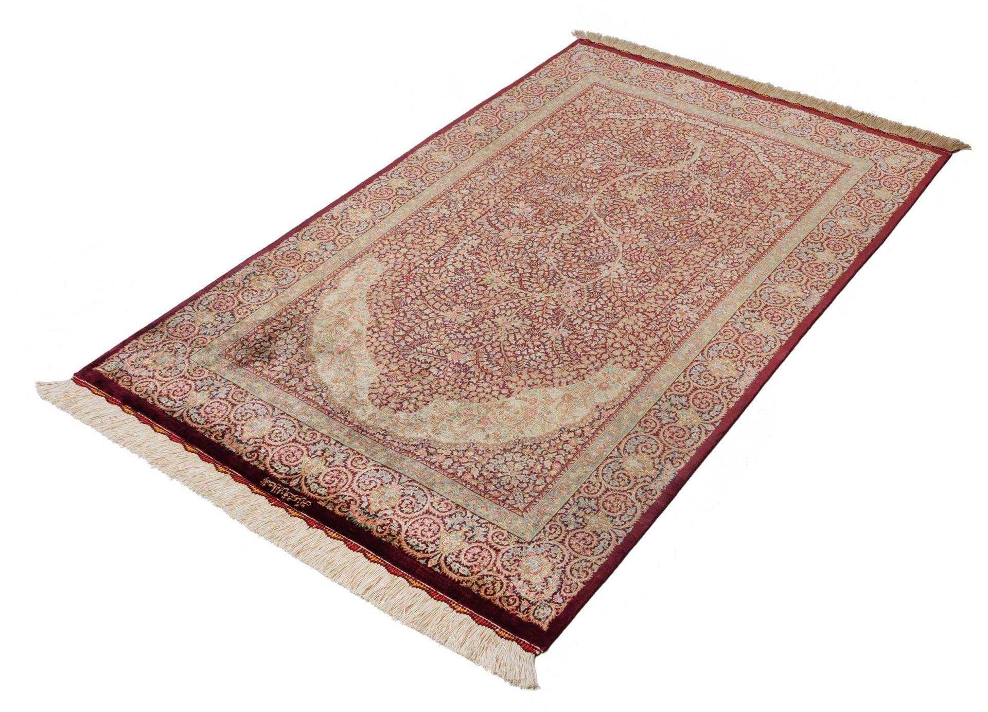 Ghom Teppich 104 x 156 cm, Seidenflor, handgeknüpft, Perserteppich