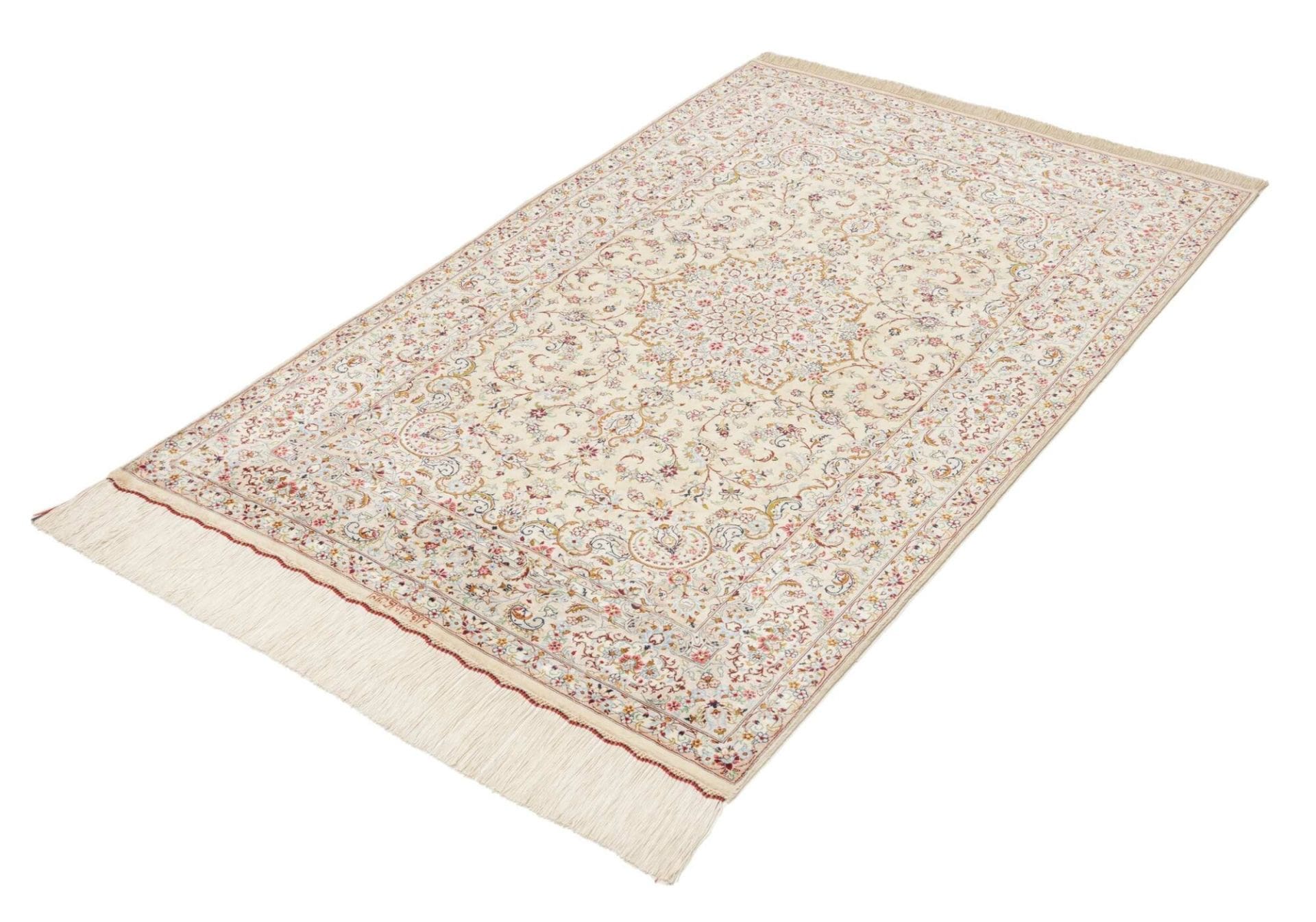Ghom Teppich 102 x 150 cm, Seide, handgeknüpft, Perserteppich