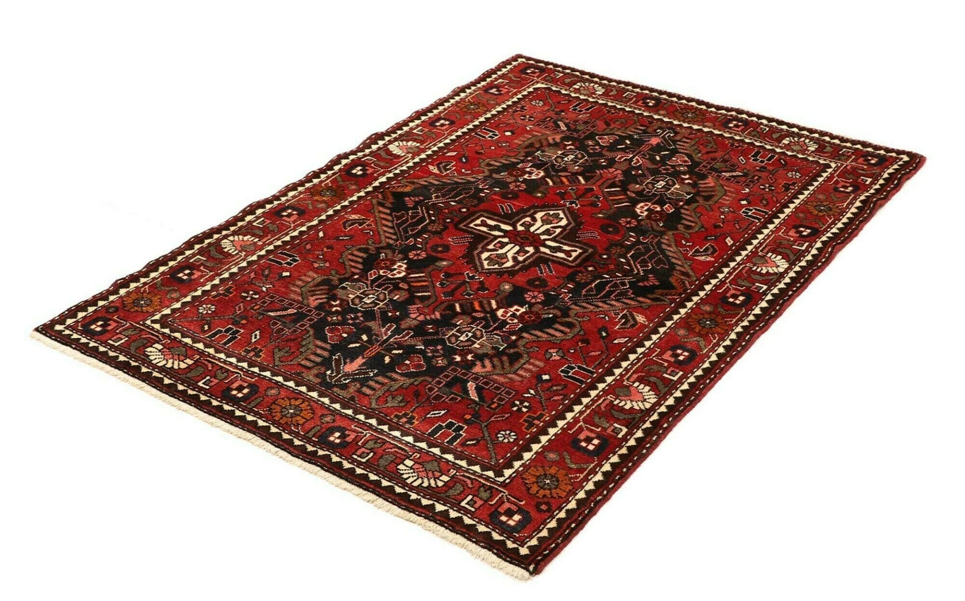 Hamadan Teppich 111 x 153 cm, Herati-Muster, handgeknüpft