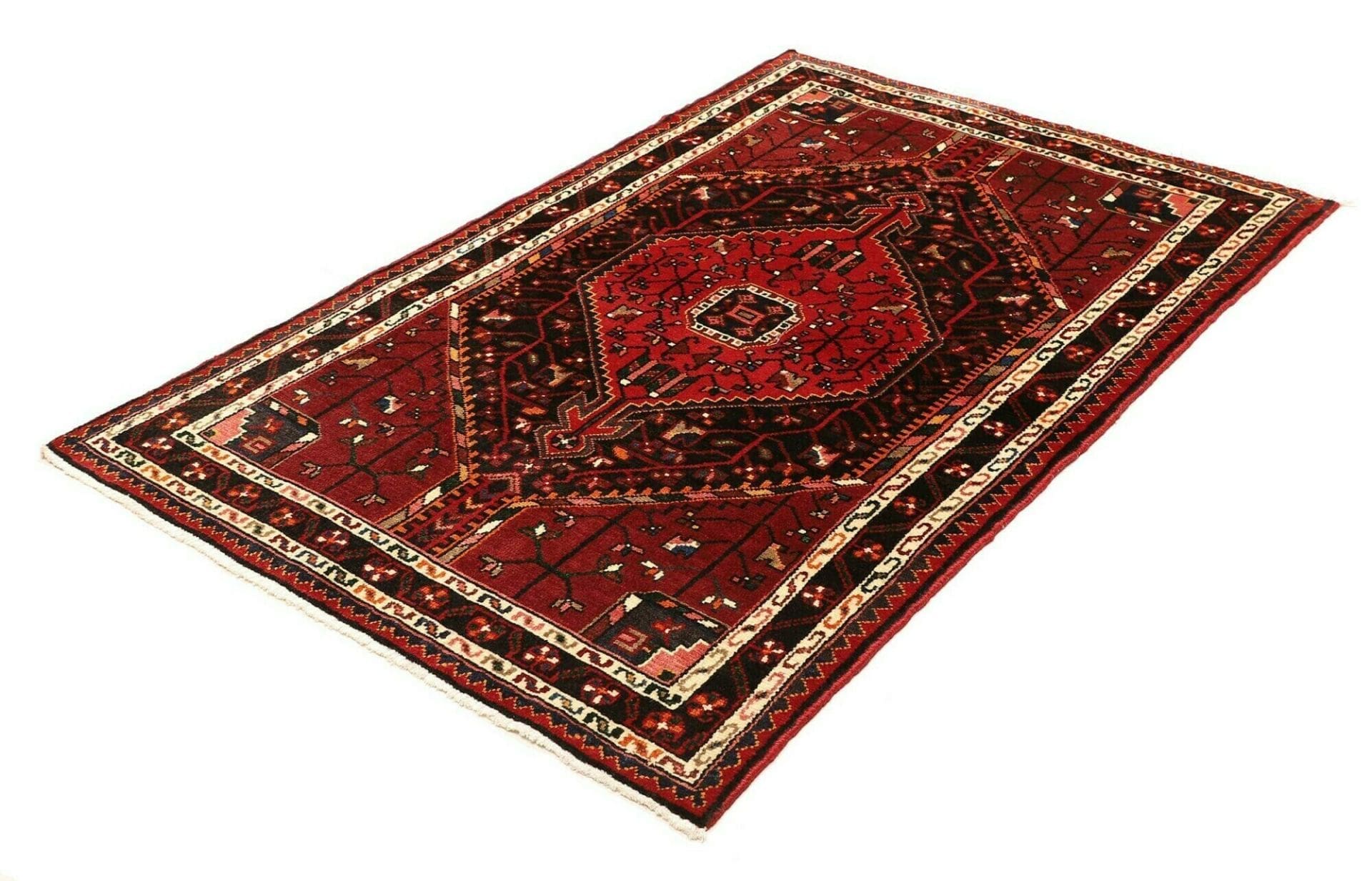 Hamadan Teppich 108 x 164cm, Schurwolle, Herati-Muster, handgeknüpft