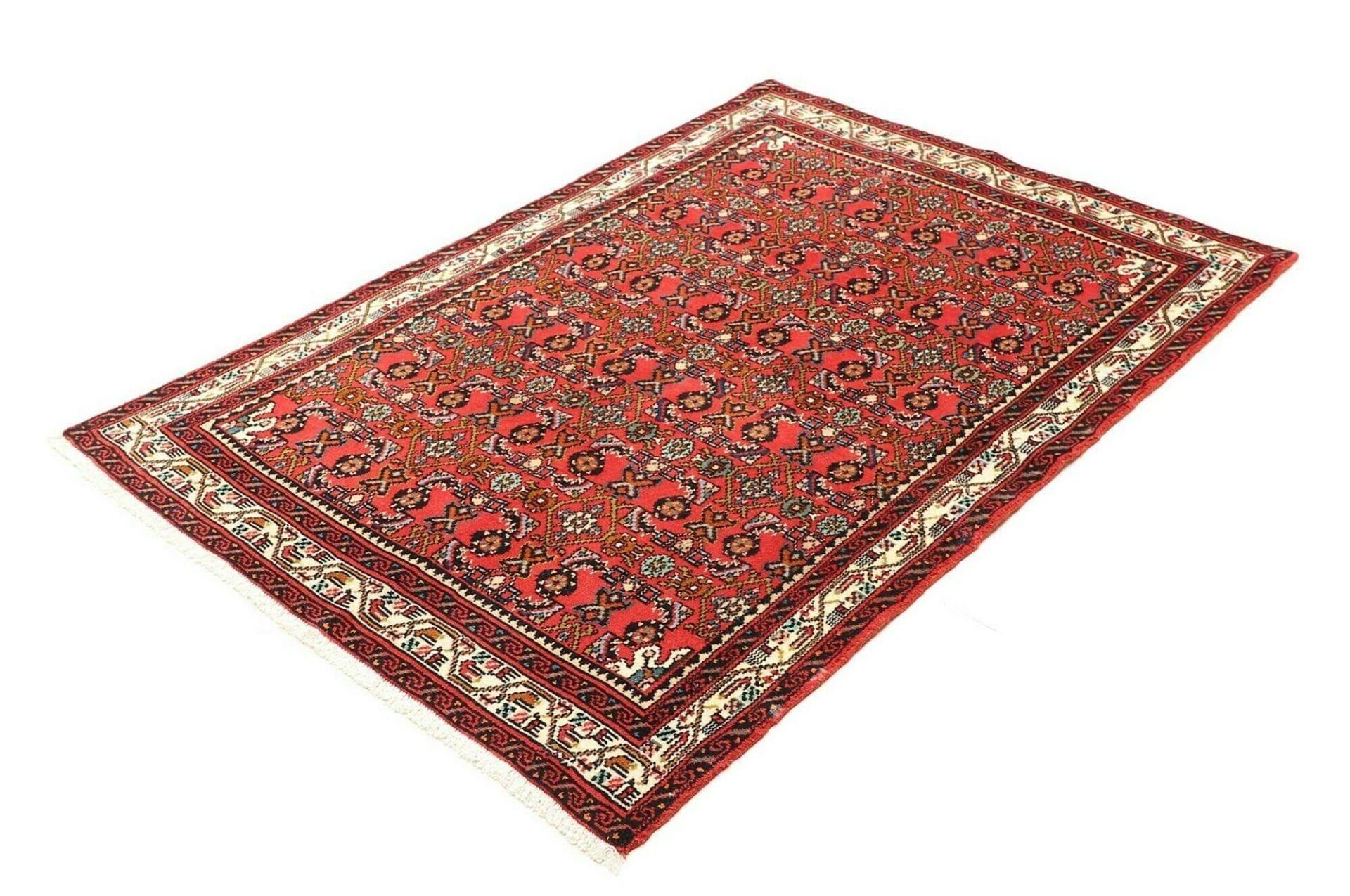 Hamadan Teppich 102 x 149 cm, Herati-Muster, Schurwolle, handgeknüpft